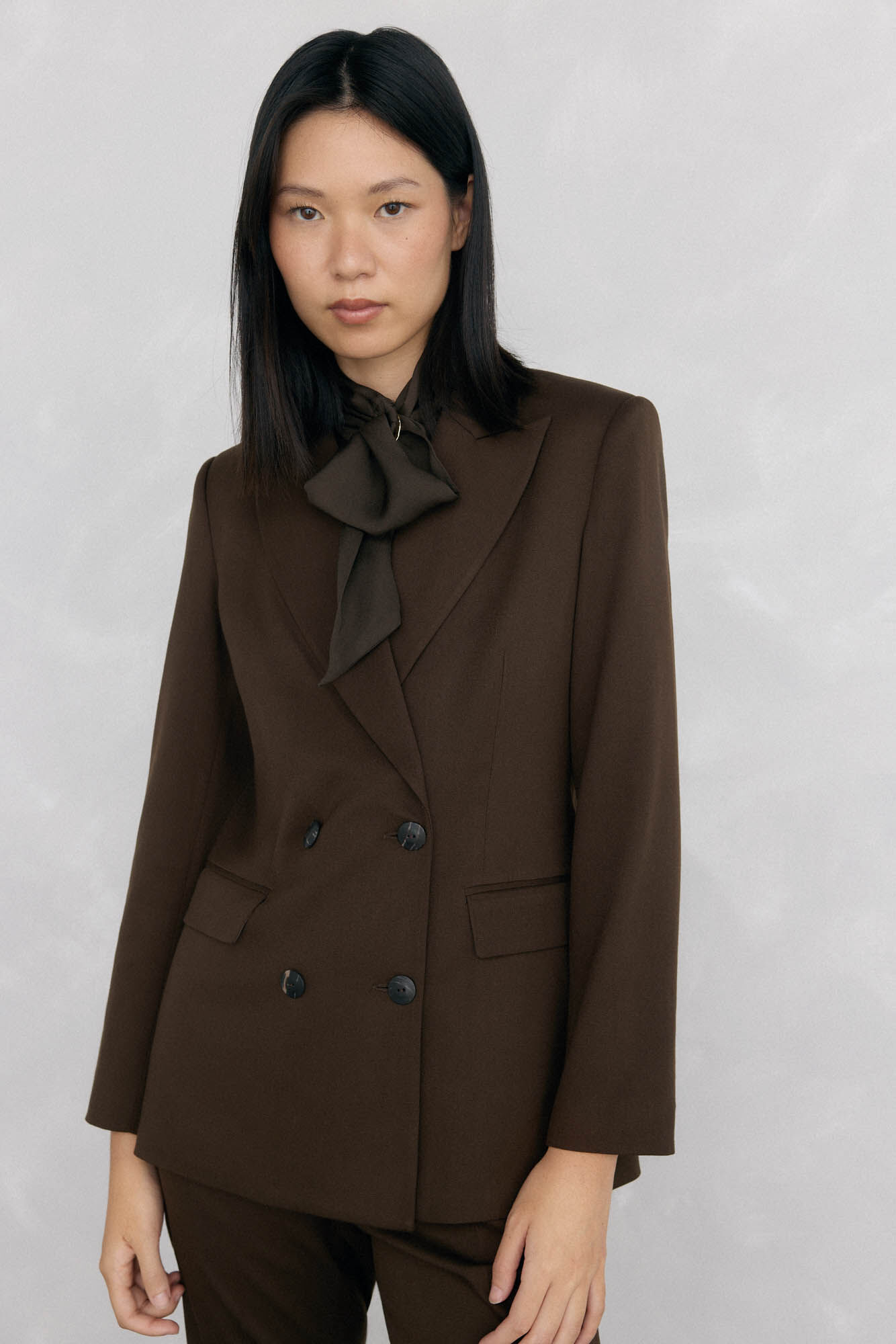 Pedro del Hierro Blazer trespassado chocolate Marrom