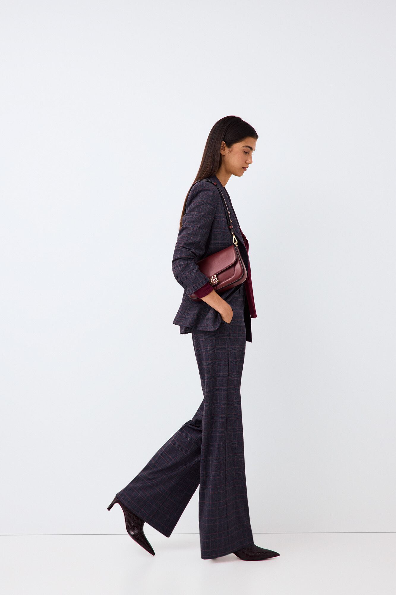 Pedro del Hierro Pantal&oacute;n cuadros Azul