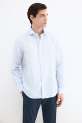 Pedro del Hierro Structured linen easy iron dress shirt Blue