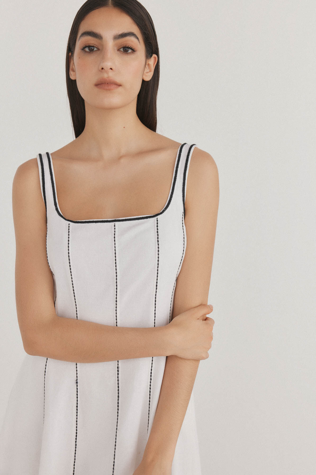 Pedro del Hierro Vestido com corte preto e branco Branco