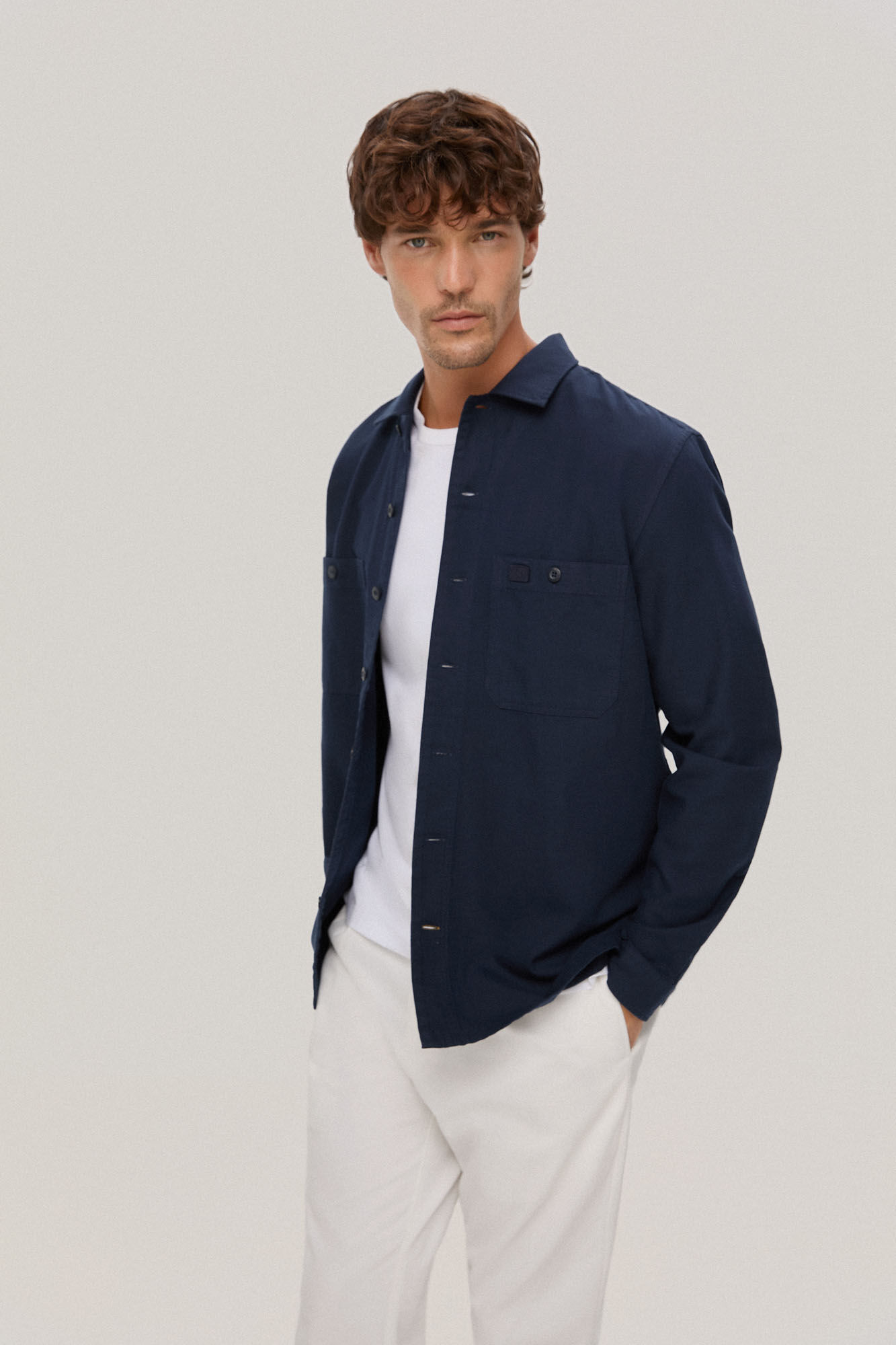Pedro del Hierro Sobrecamisa lisa casual Azul