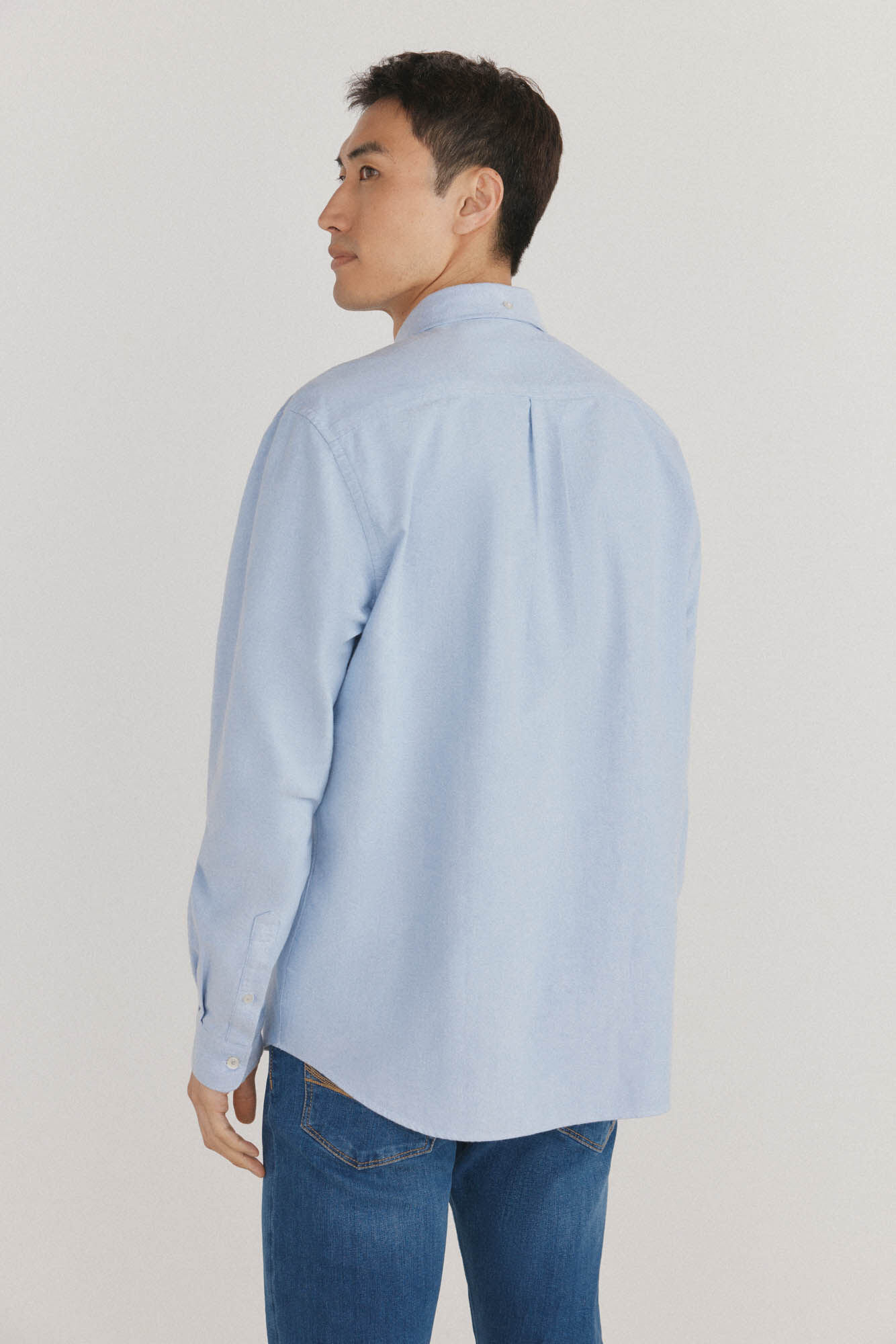 Pedro del Hierro Camisa oxford liso e ic&ocirc;nica Azul