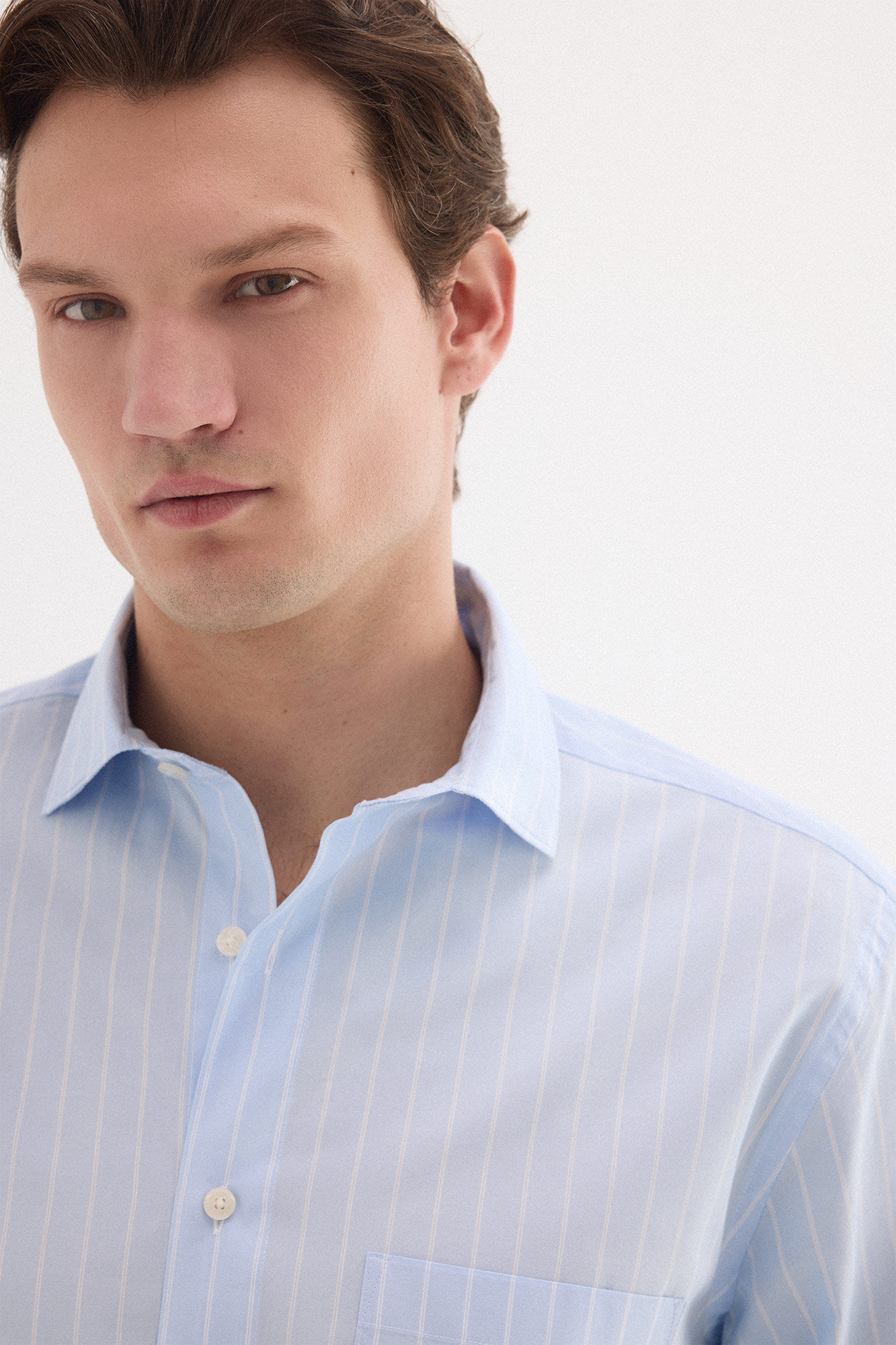 Pedro del Hierro Poplin striped shirt Blue