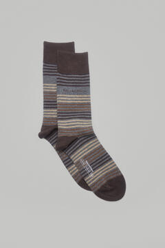 Pedro del Hierro Striped sports socks Brown