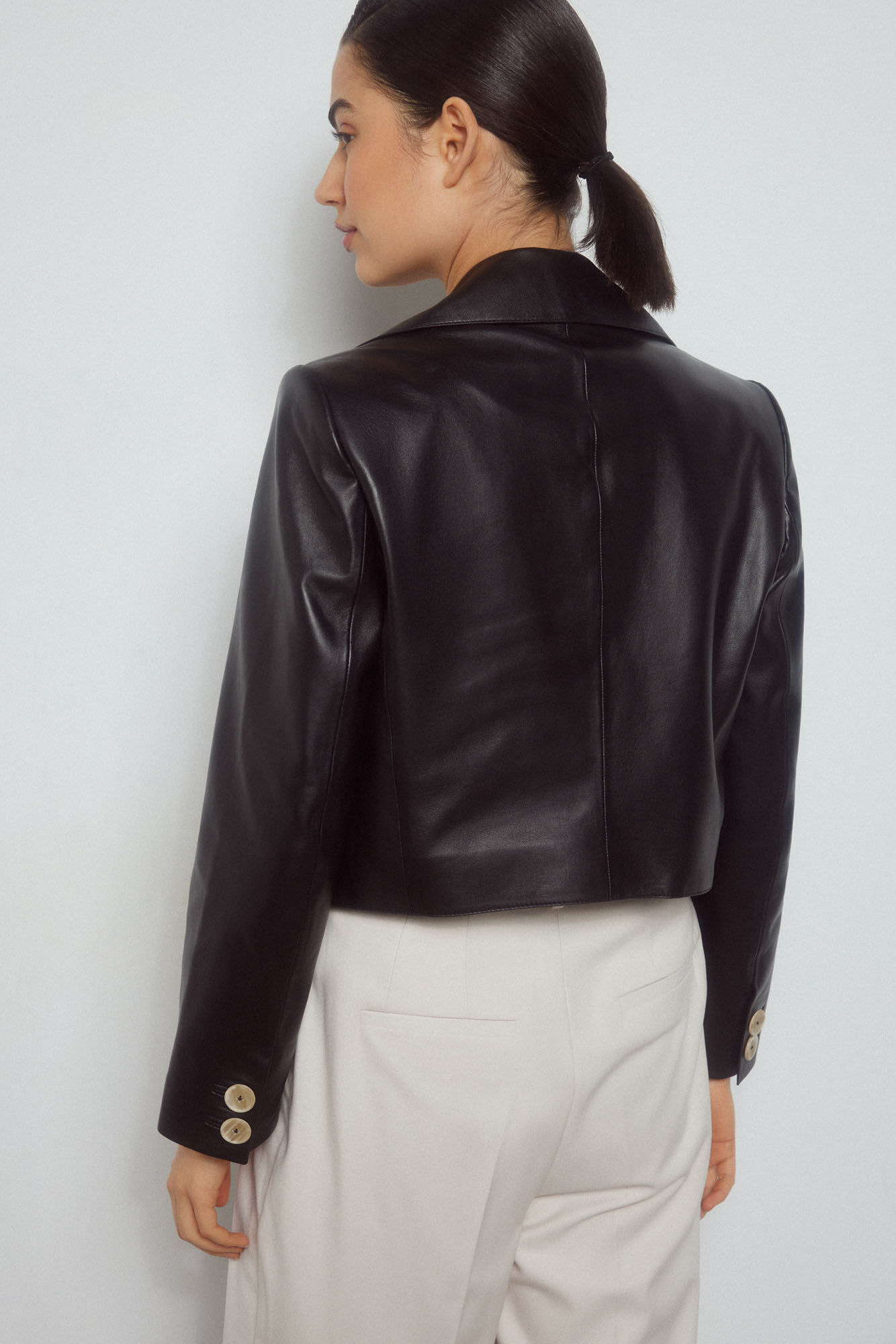 Pedro del Hierro Chaqueta corta de napa Negro