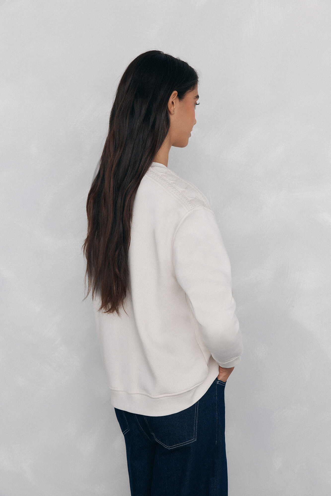 Pedro del Hierro Sweatshirt with braided detail Ecru