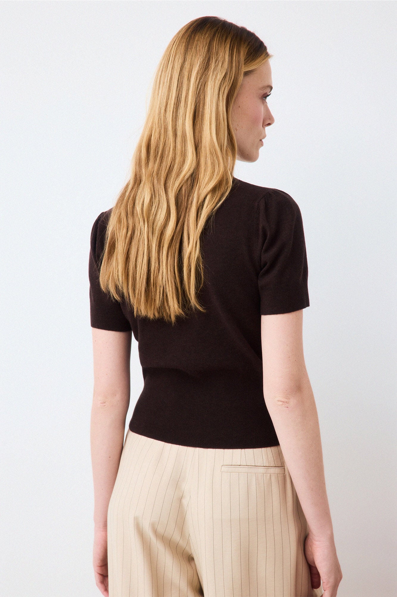Pedro del Hierro Knit short sleeve top Brown