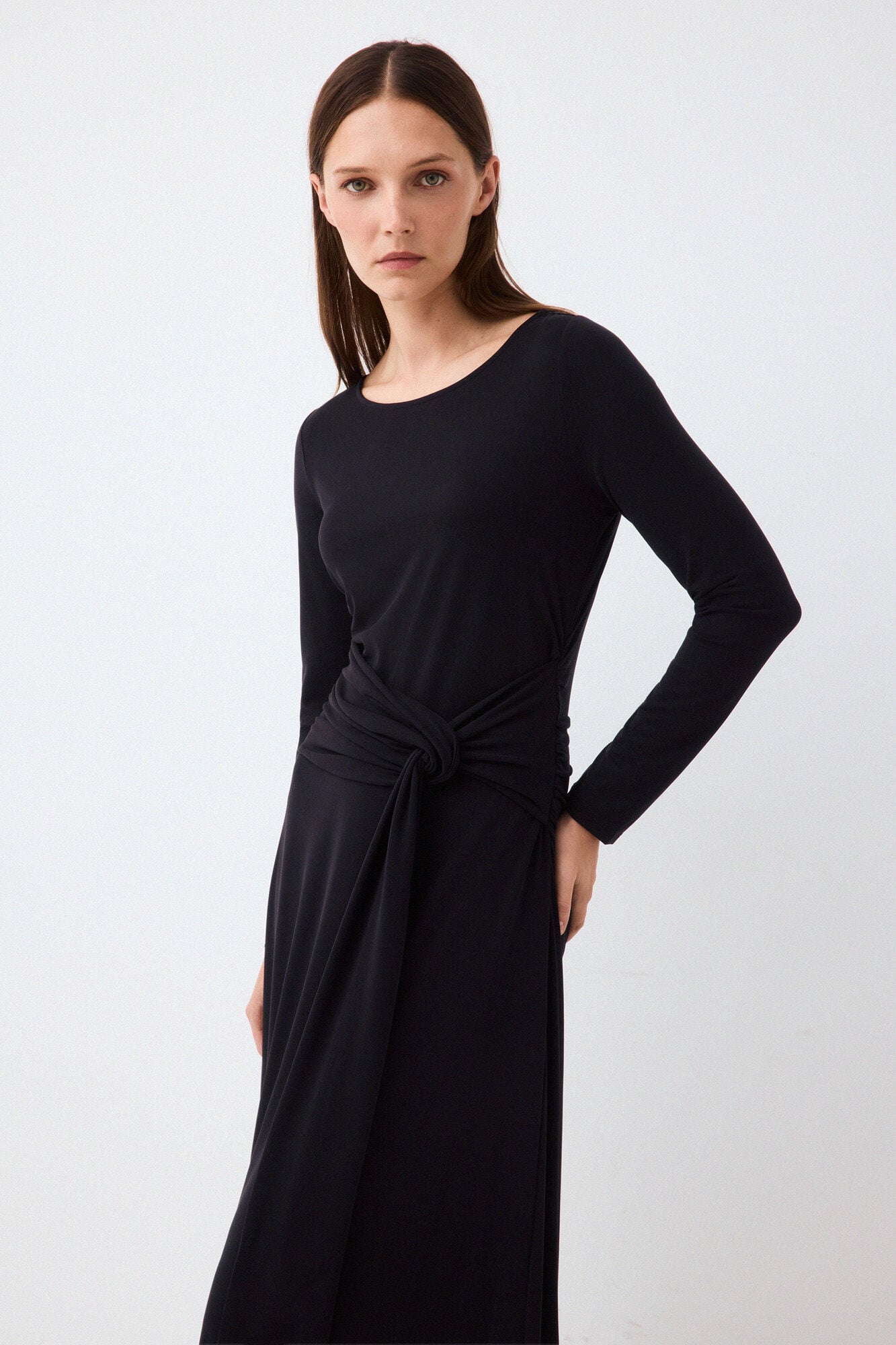 Pedro del Hierro Fluid long sleeve dress with knot detail