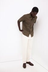 Pedro del Hierro Linen short sleeve pocket shirt Green