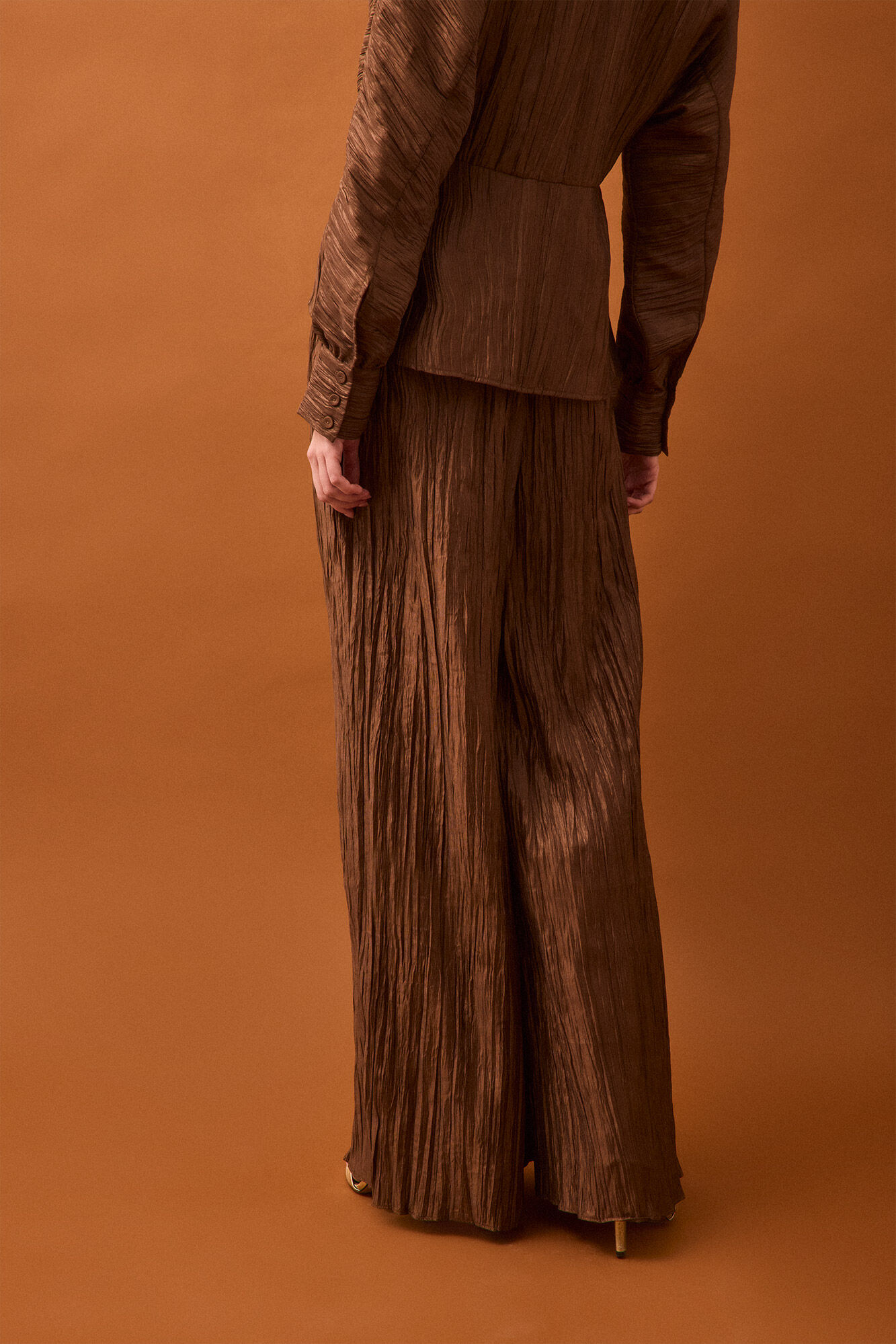 Pedro del Hierro Pleated palazzo trousers Brown