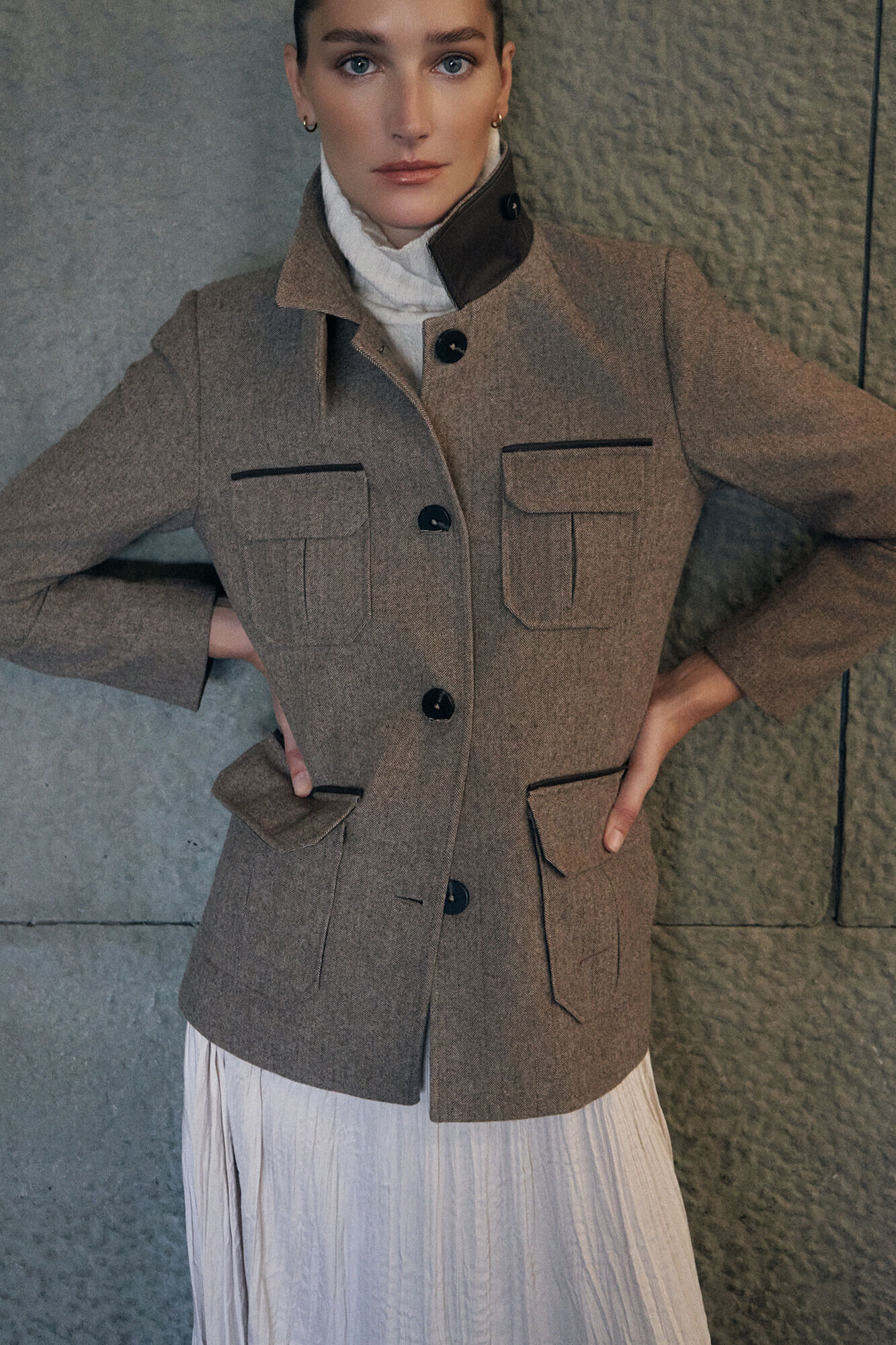 Pedro del Hierro Herringbone safari jacket