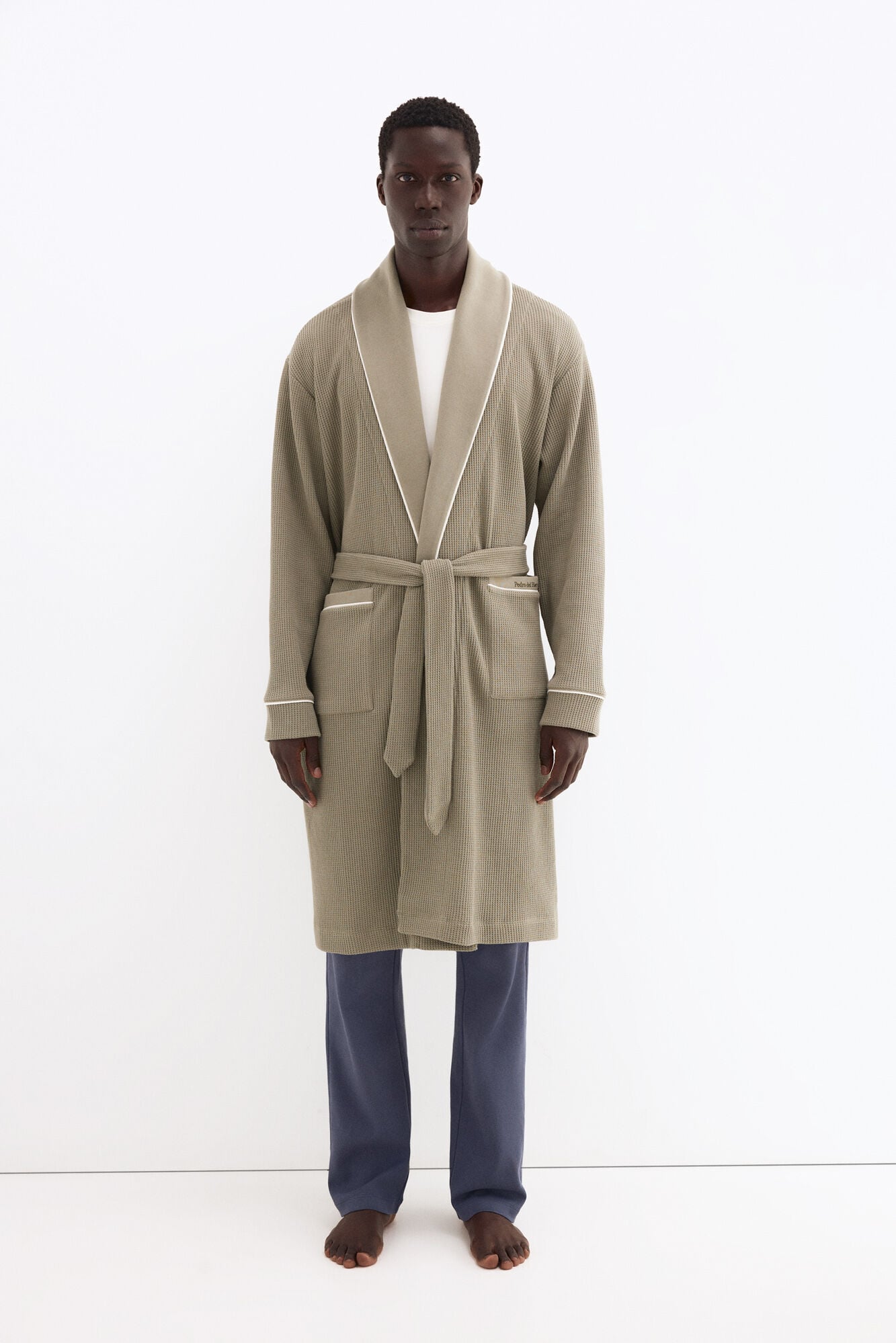 Pedro del Hierro Albornoz Waffle de algod&oacute;n espa&ntilde;ol Verde