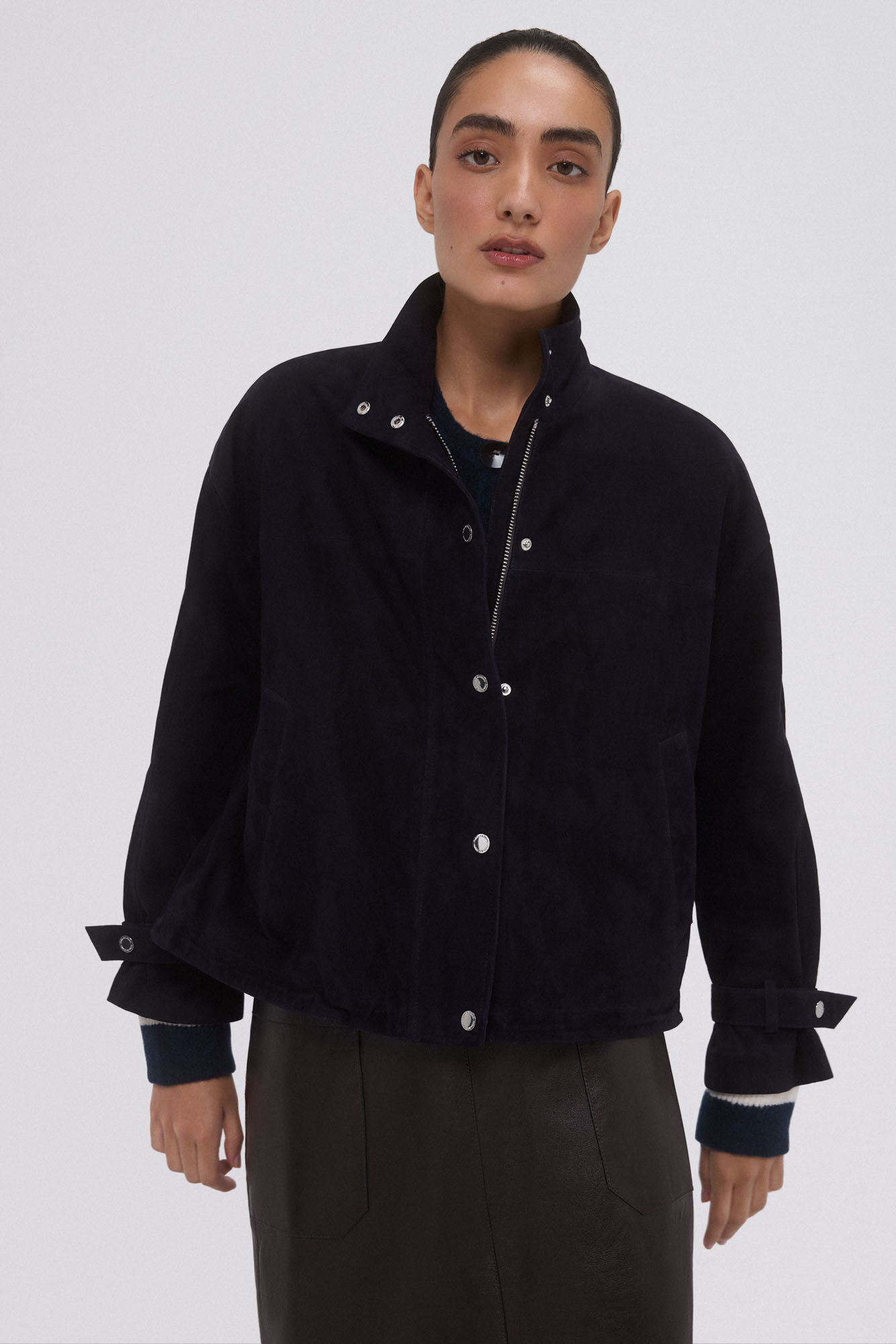 Pedro del Hierro Casaco bomber de camur&ccedil;a azul Azul