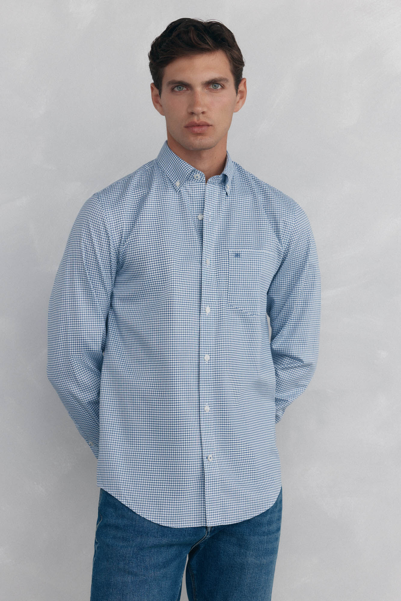 Pedro del Hierro Non-iron Oxford checked shirt