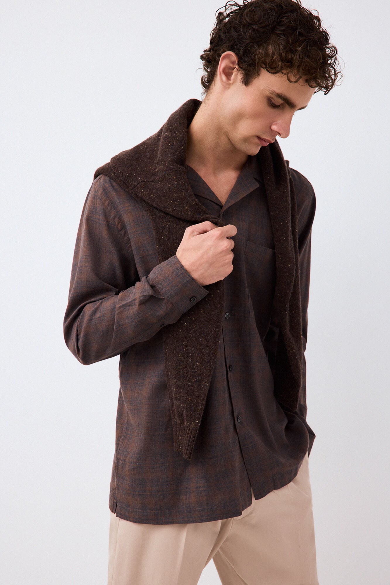 Pedro del Hierro Italian fabric plaid shirt