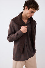 Pedro del Hierro Italian fabric plaid shirt Brown