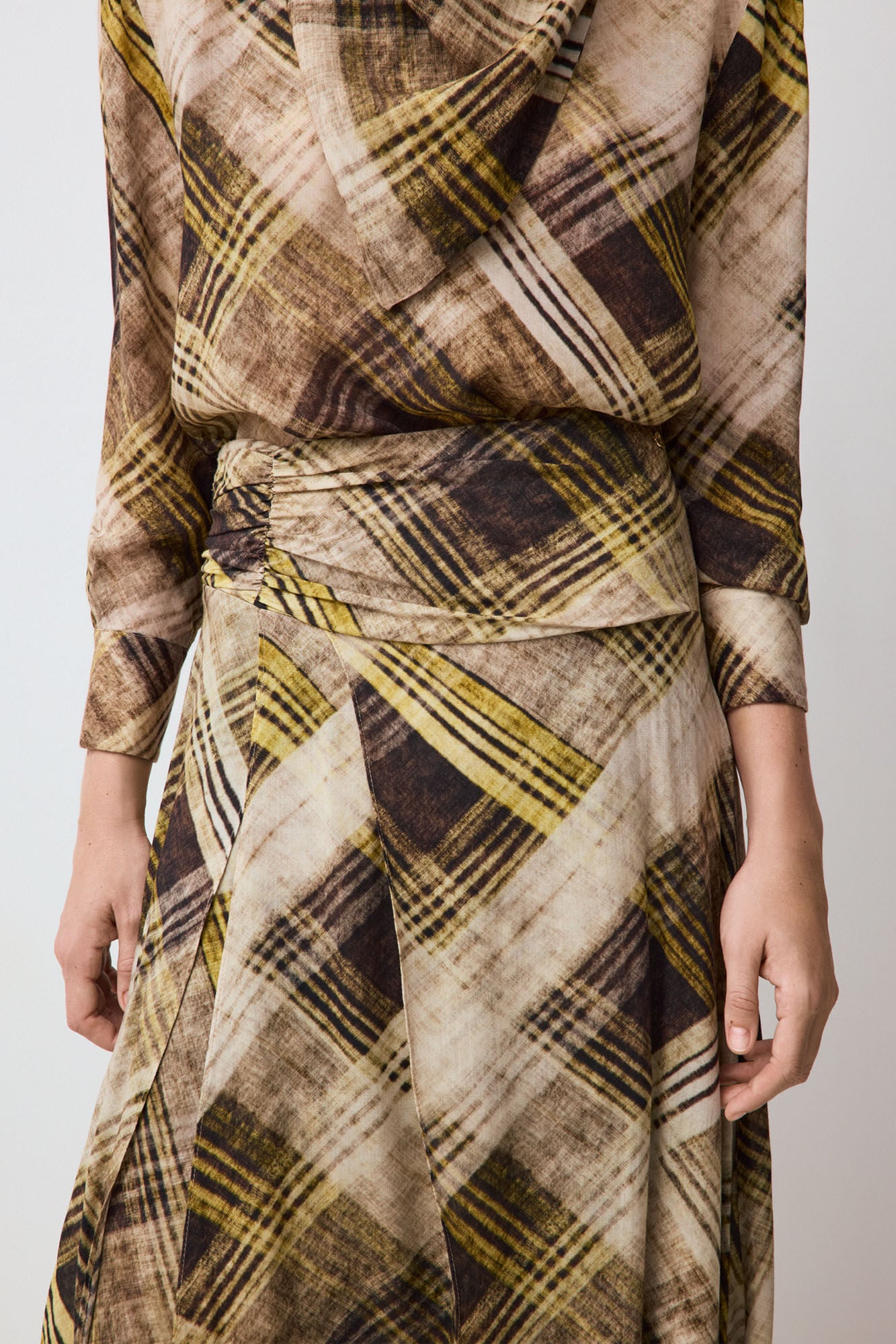 Pedro del Hierro Draped waist scarf skirt Grey