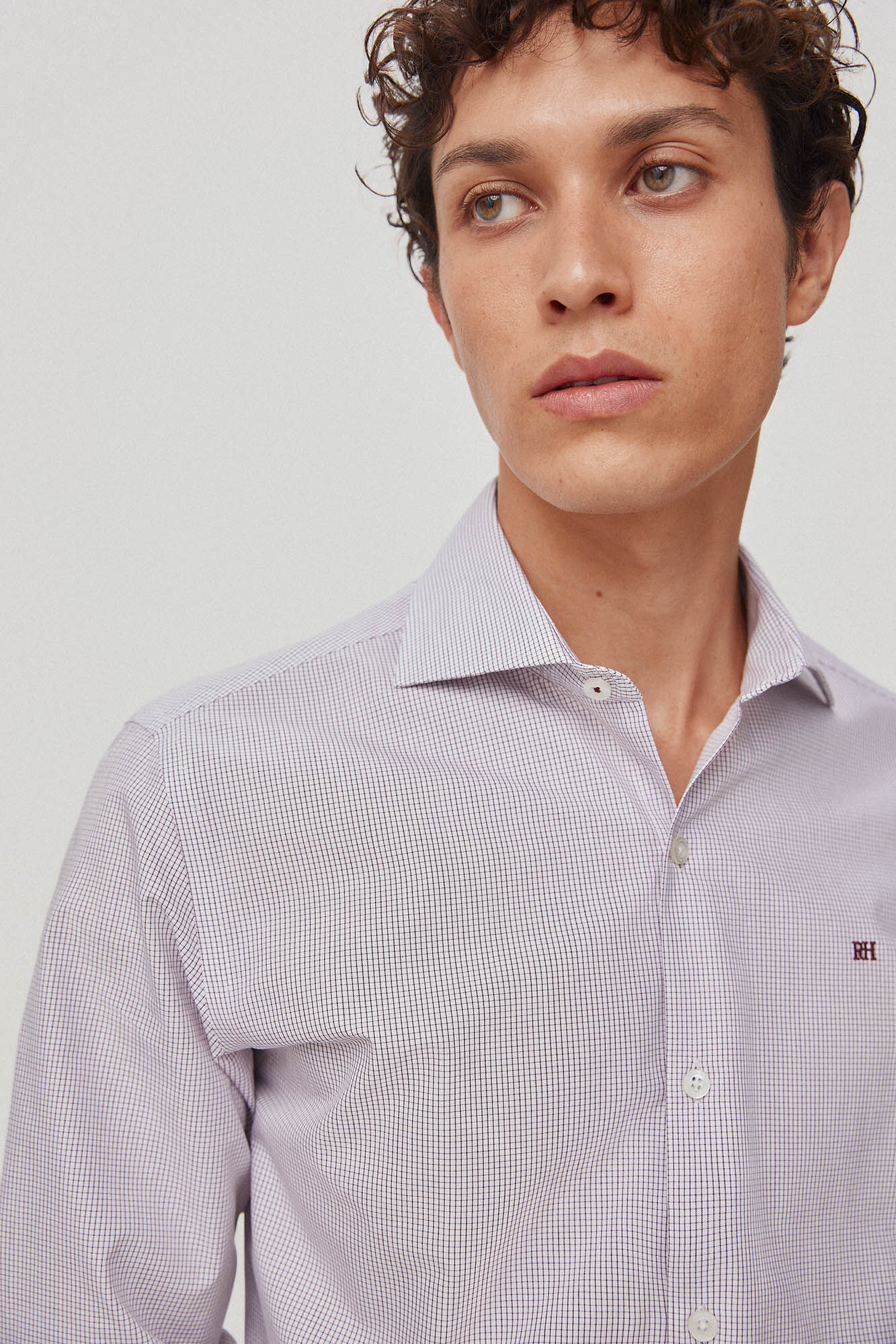 Pedro del Hierro Camisa vestir facil plancha y antimanchas cuadros regular fit Burdeos