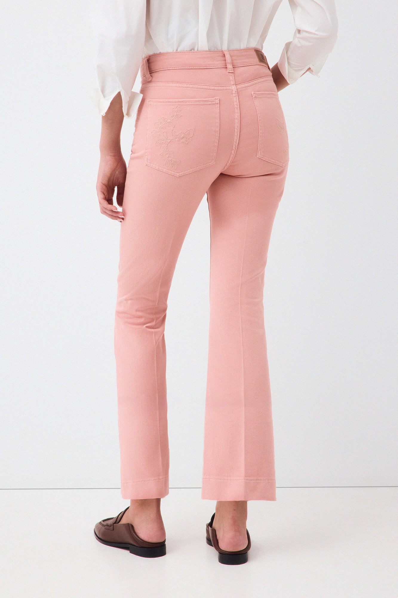 Pedro del Hierro Embroidered cropped flare jeans Pink