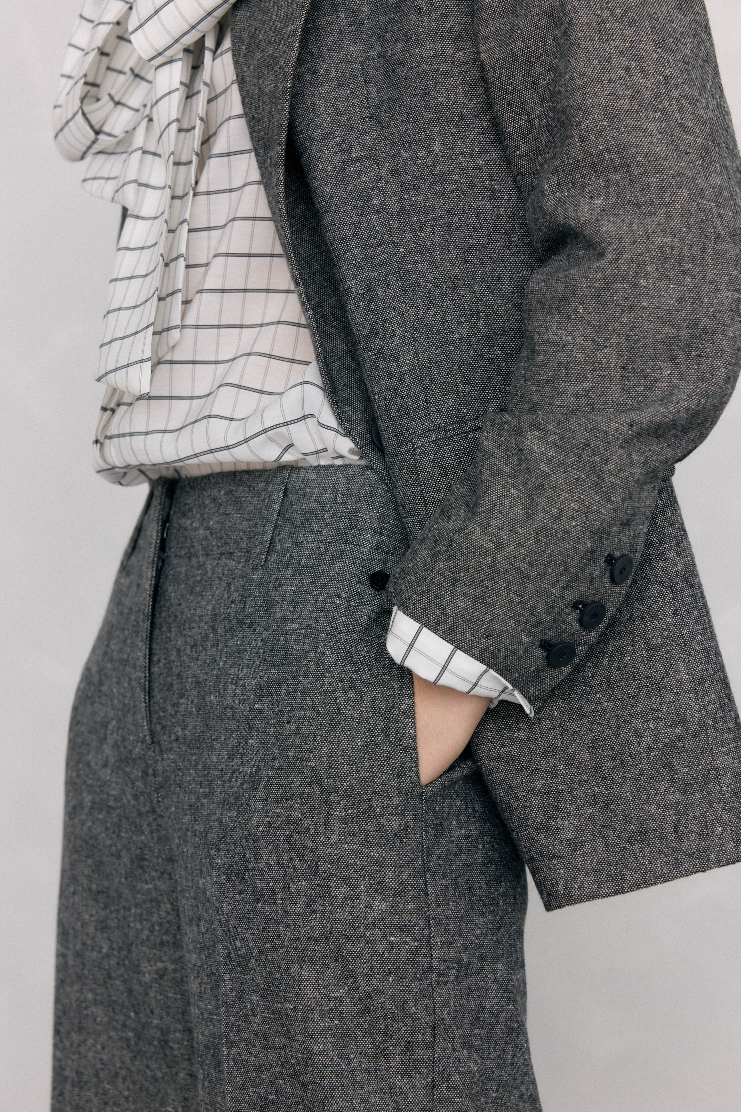 Pedro del Hierro Straight cheviot trousers Grey