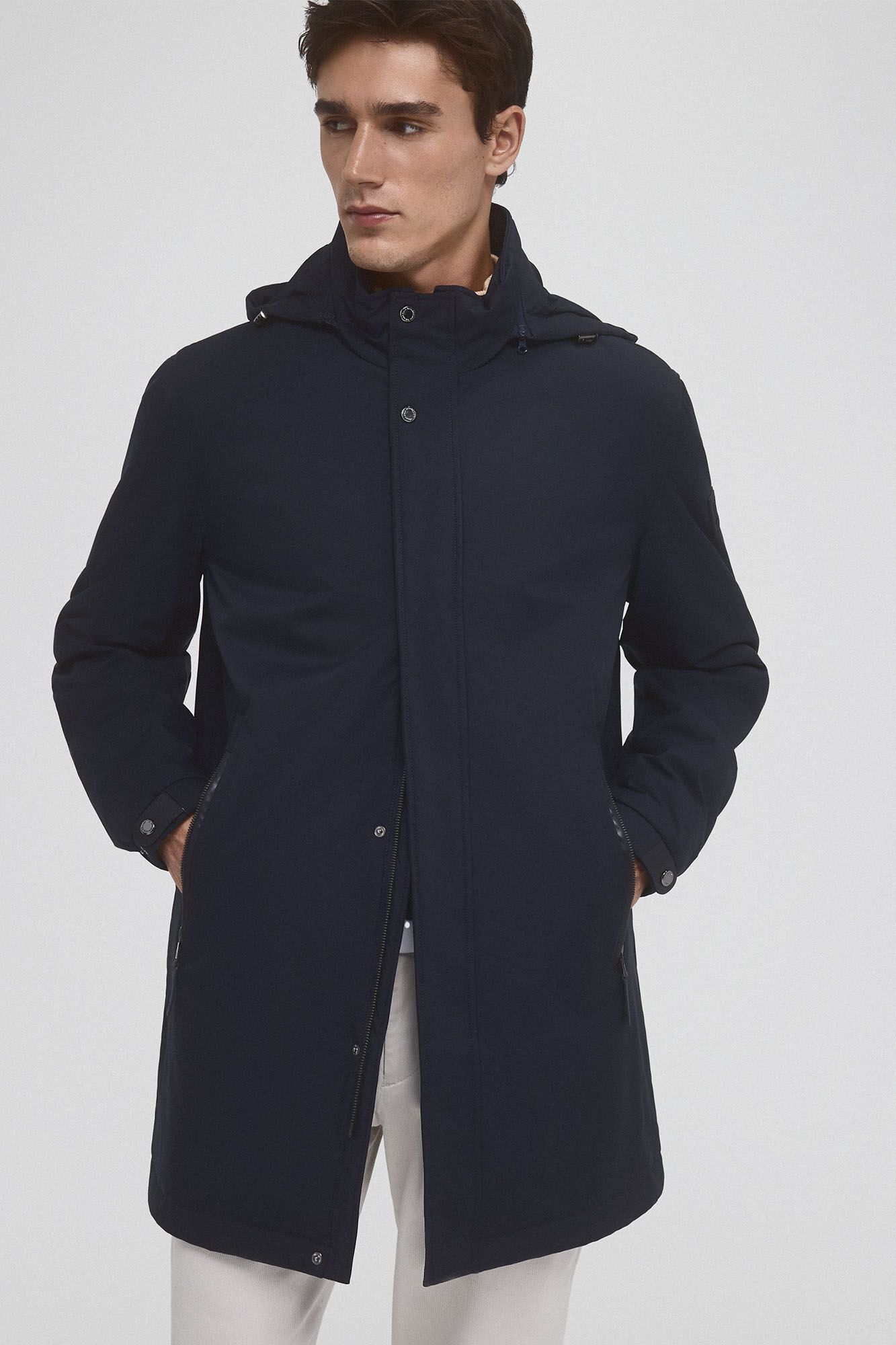 Pedro del Hierro Waterproof raincoat with detachable hood Blue
