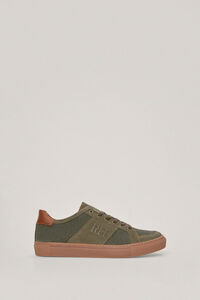 Pedro del Hierro Leather and fabric trainer Green
