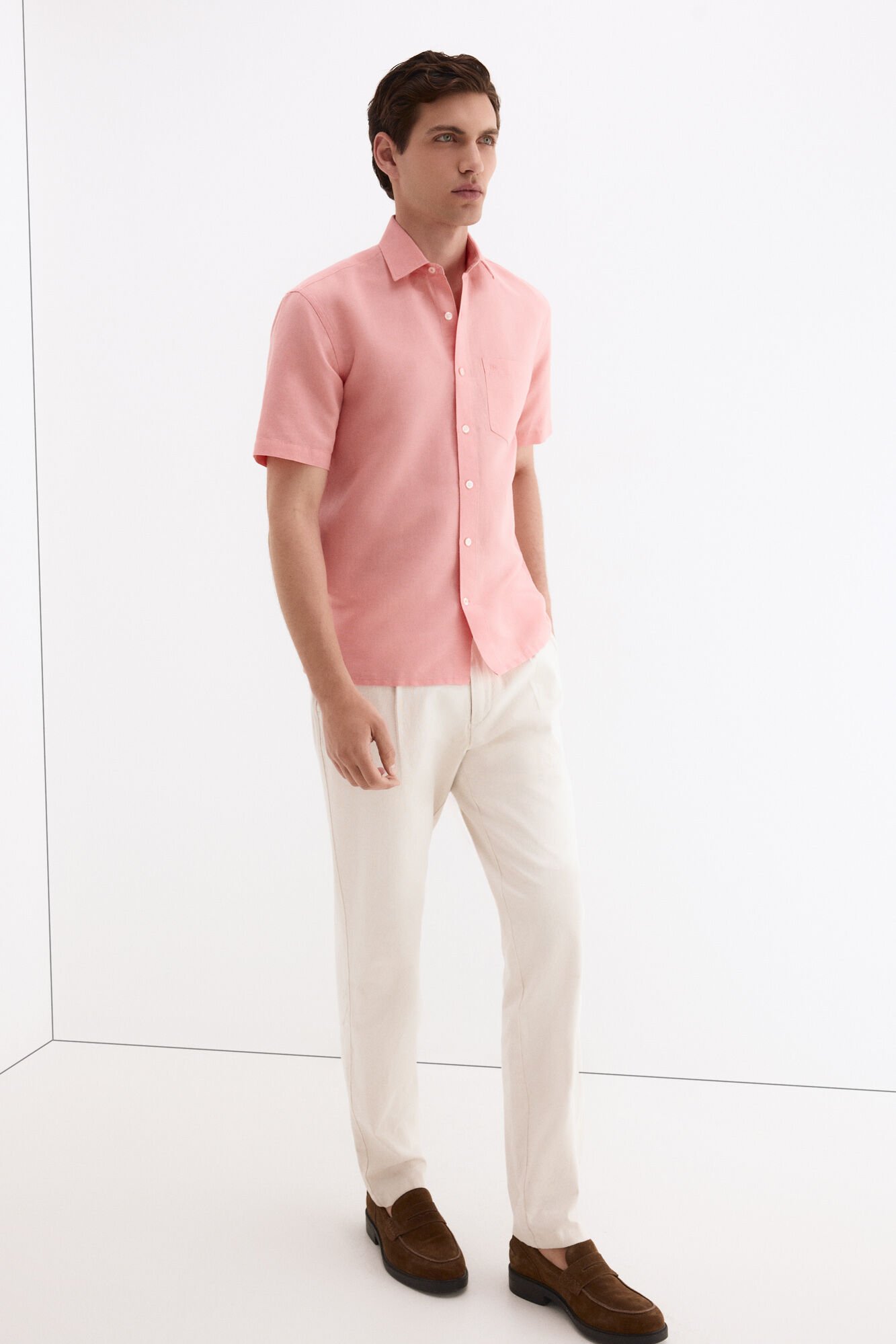 Pedro del Hierro Linen cotton plain shirt