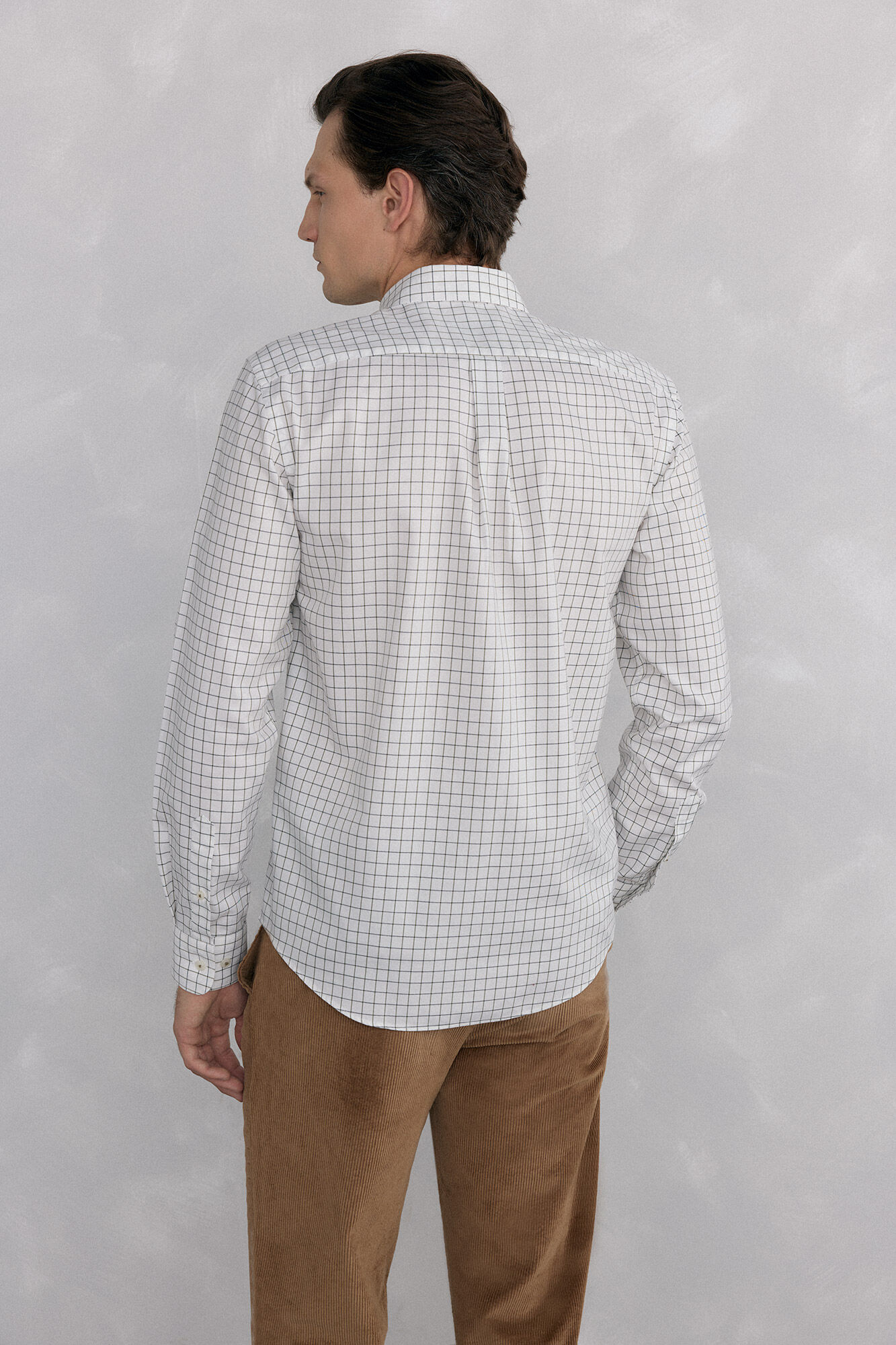 Pedro del Hierro Non-iron Oxford checked shirt Ecru