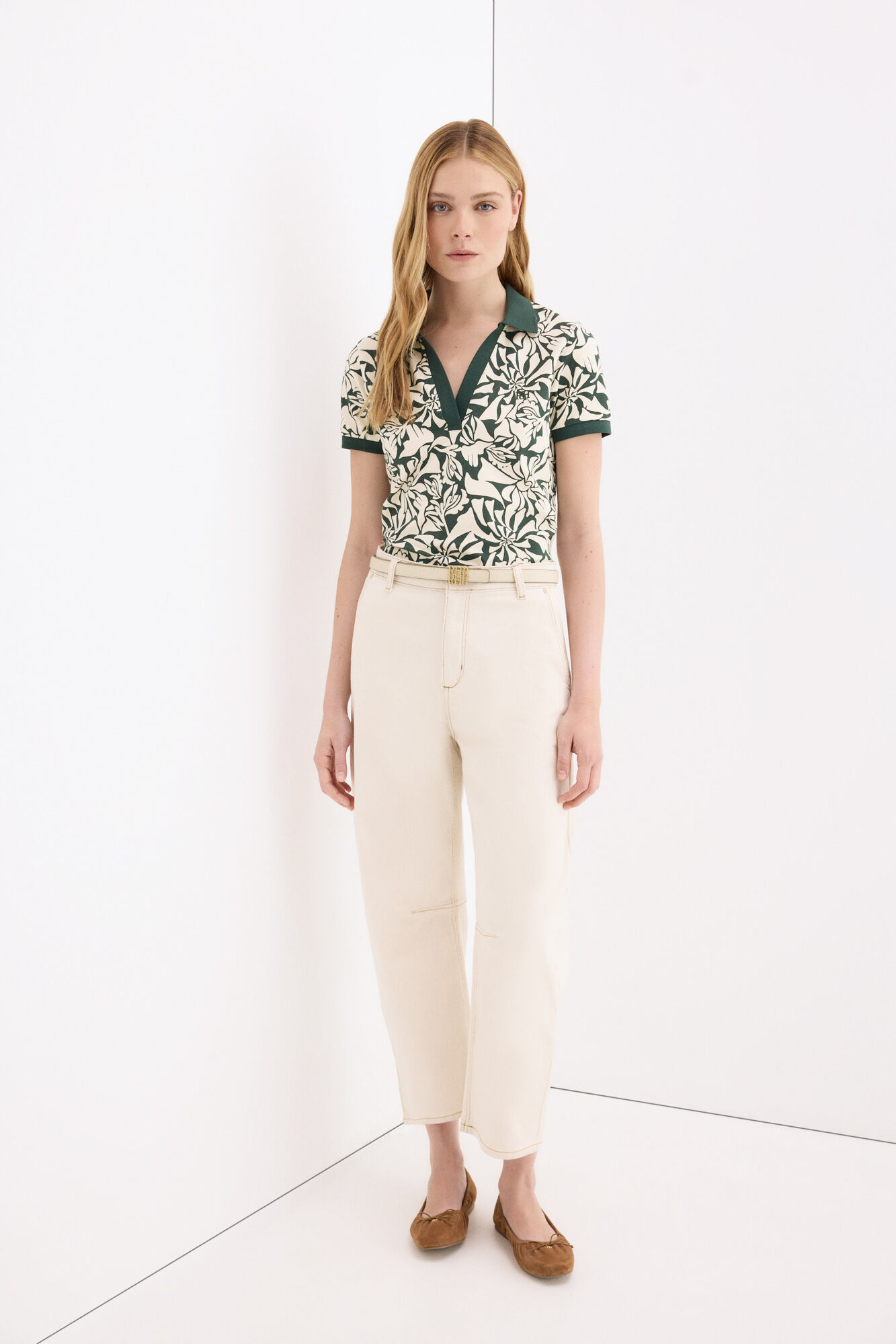 Pedro del Hierro Printed short sleeve polo shirt Green