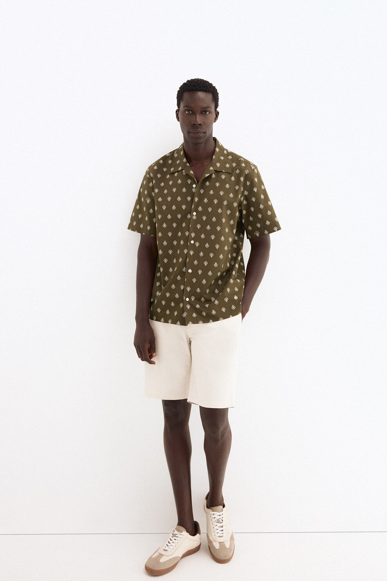 Pedro del Hierro Camisa estampada manga curta Verde