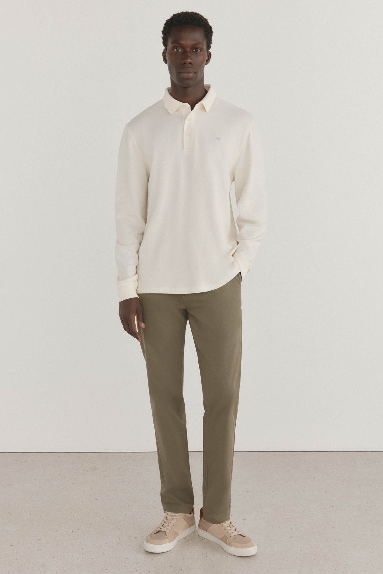 Pedro del Hierro Polo b&aacute;sico manga larga Crudo