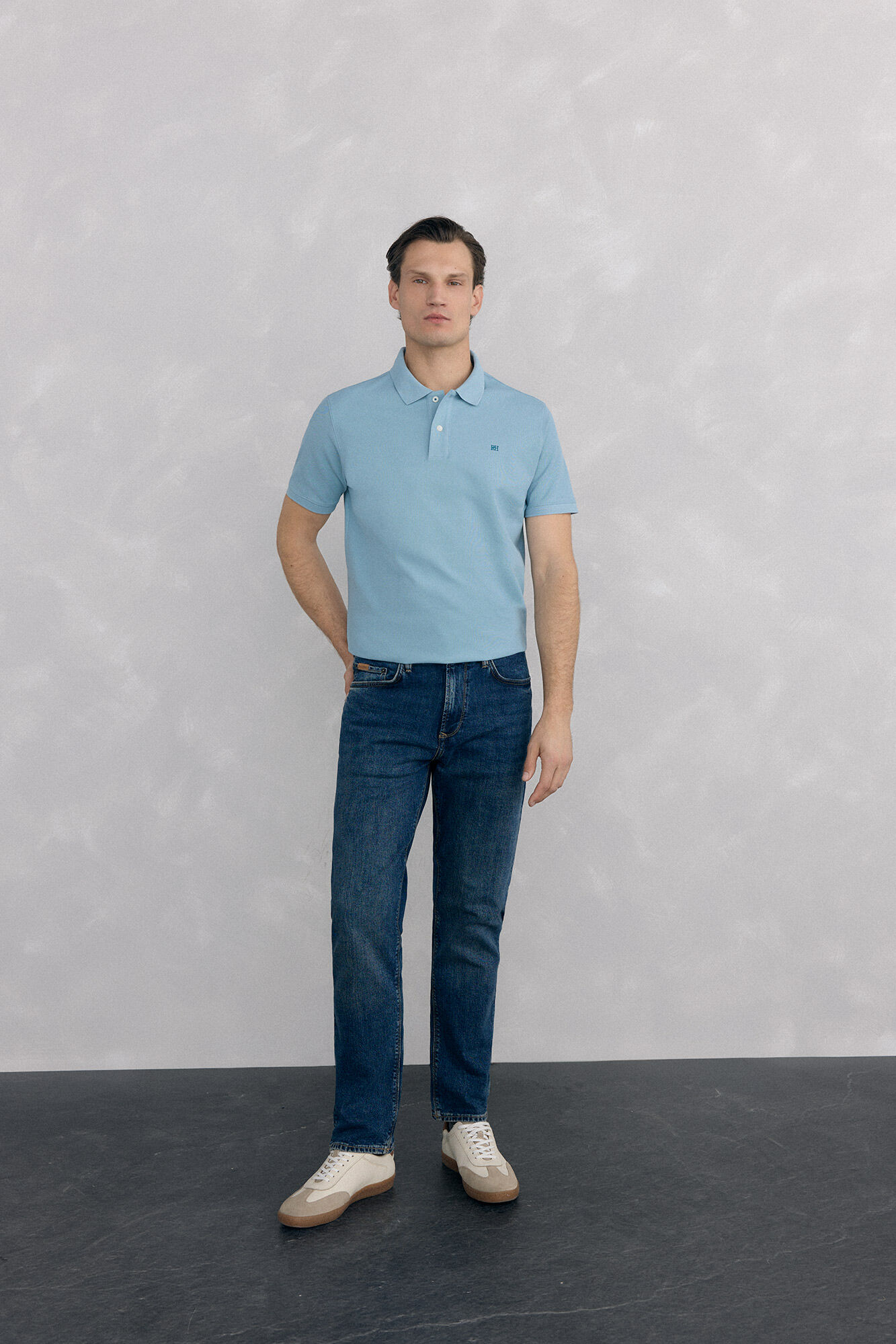 Pedro del Hierro Basic piqu&eacute; polo shirt Blue