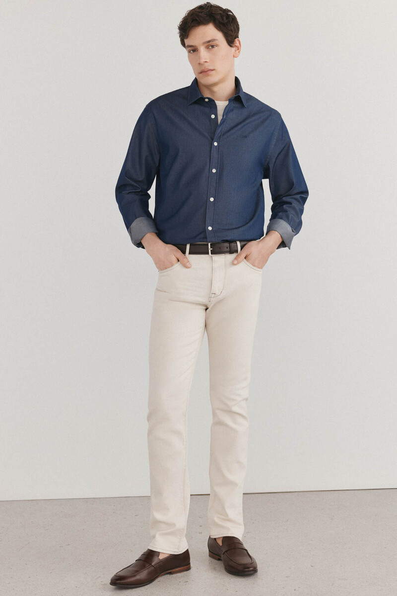 pedro del hierro Camisa denim tejido italiano Mejor oferta Black
