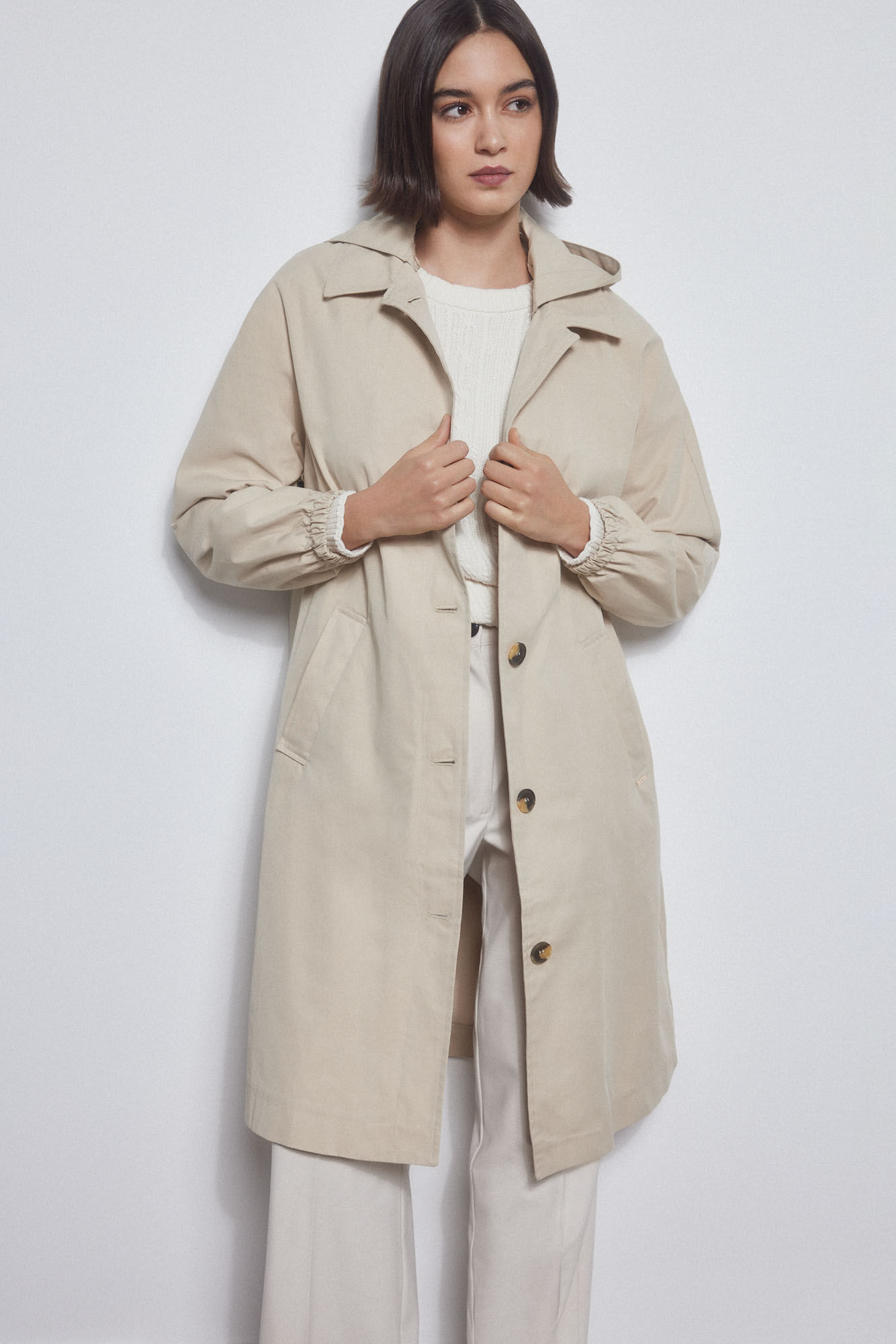 Pedro del Hierro Parka algodon capucha Beige