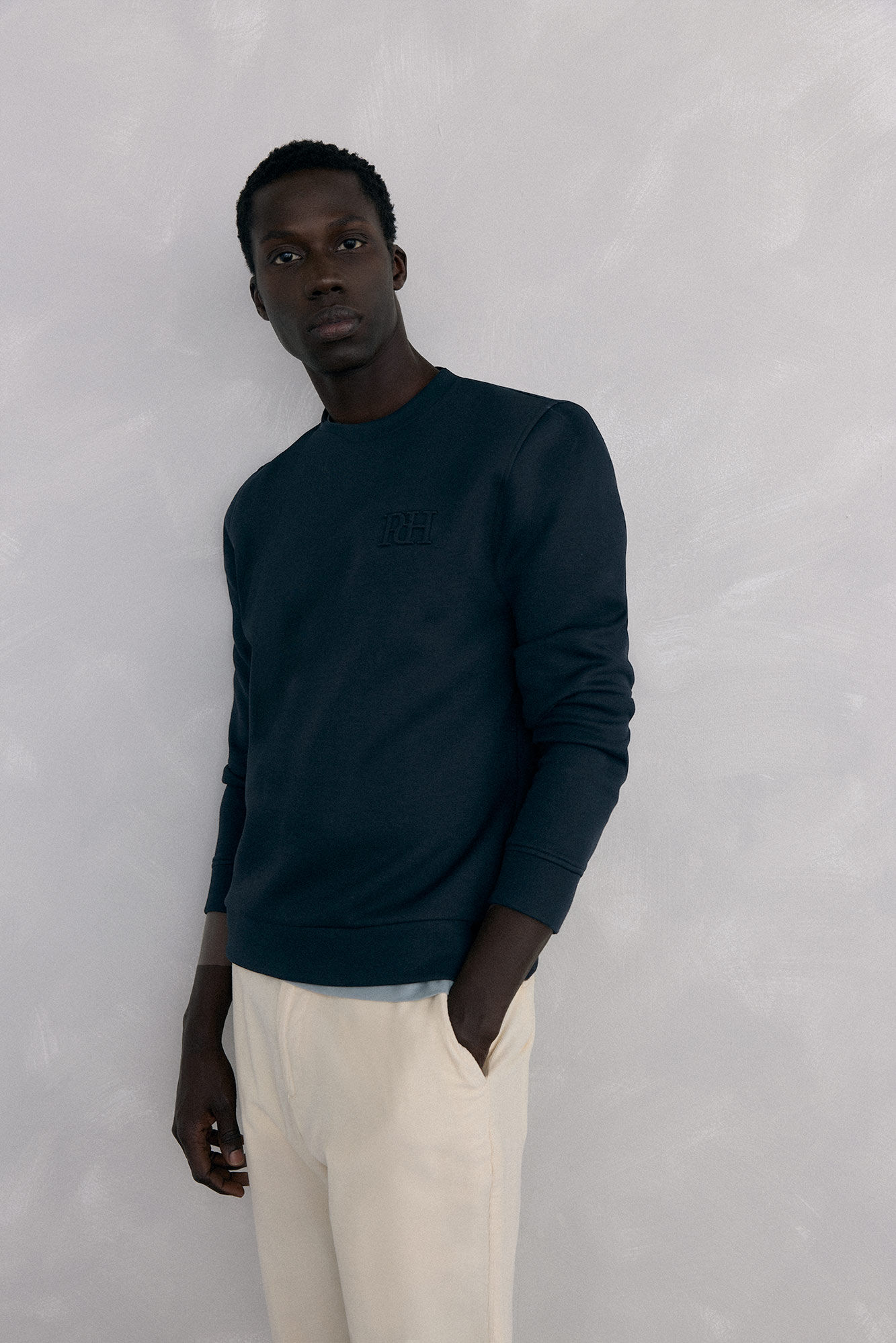 Pedro del Hierro Crew neck sweatshirt in technical fabric Blue