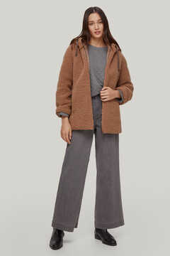 Pedro del Hierro Faux leather parka with hood Brown