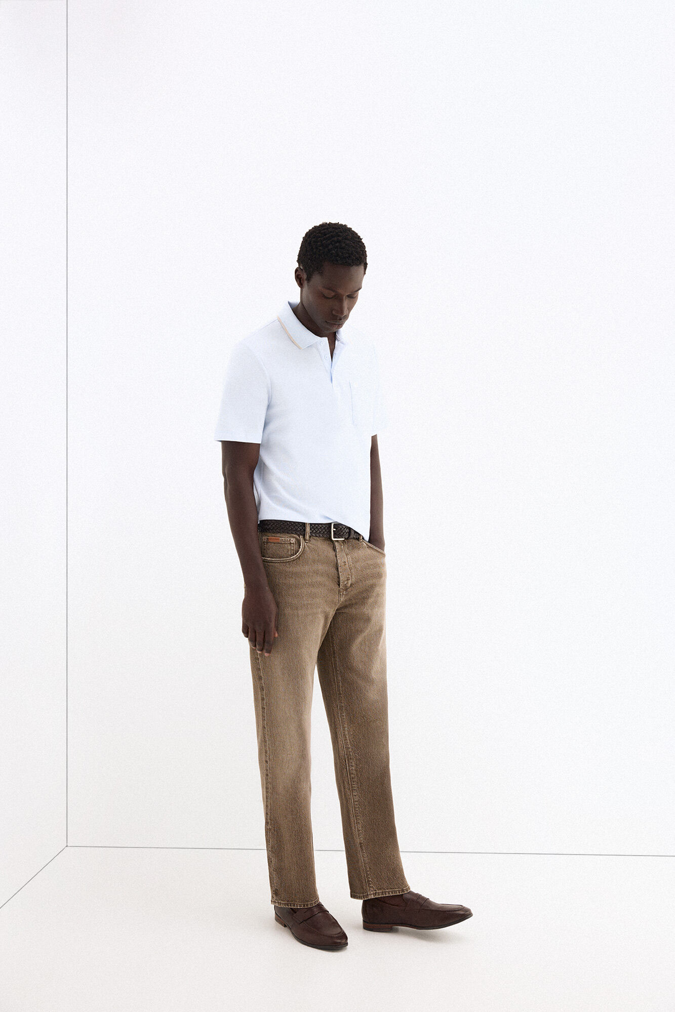 Pedro del Hierro Textured polo shirt Blue