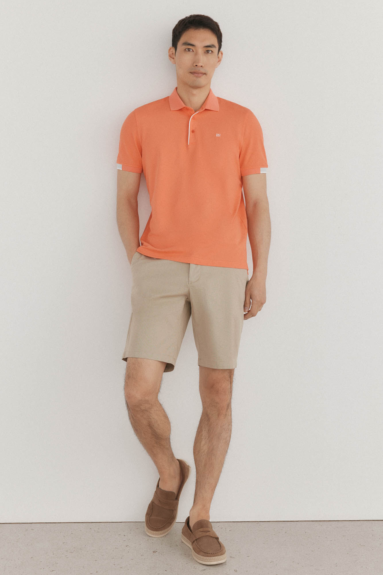Pedro del Hierro Polo with contrasting cuffs Orange