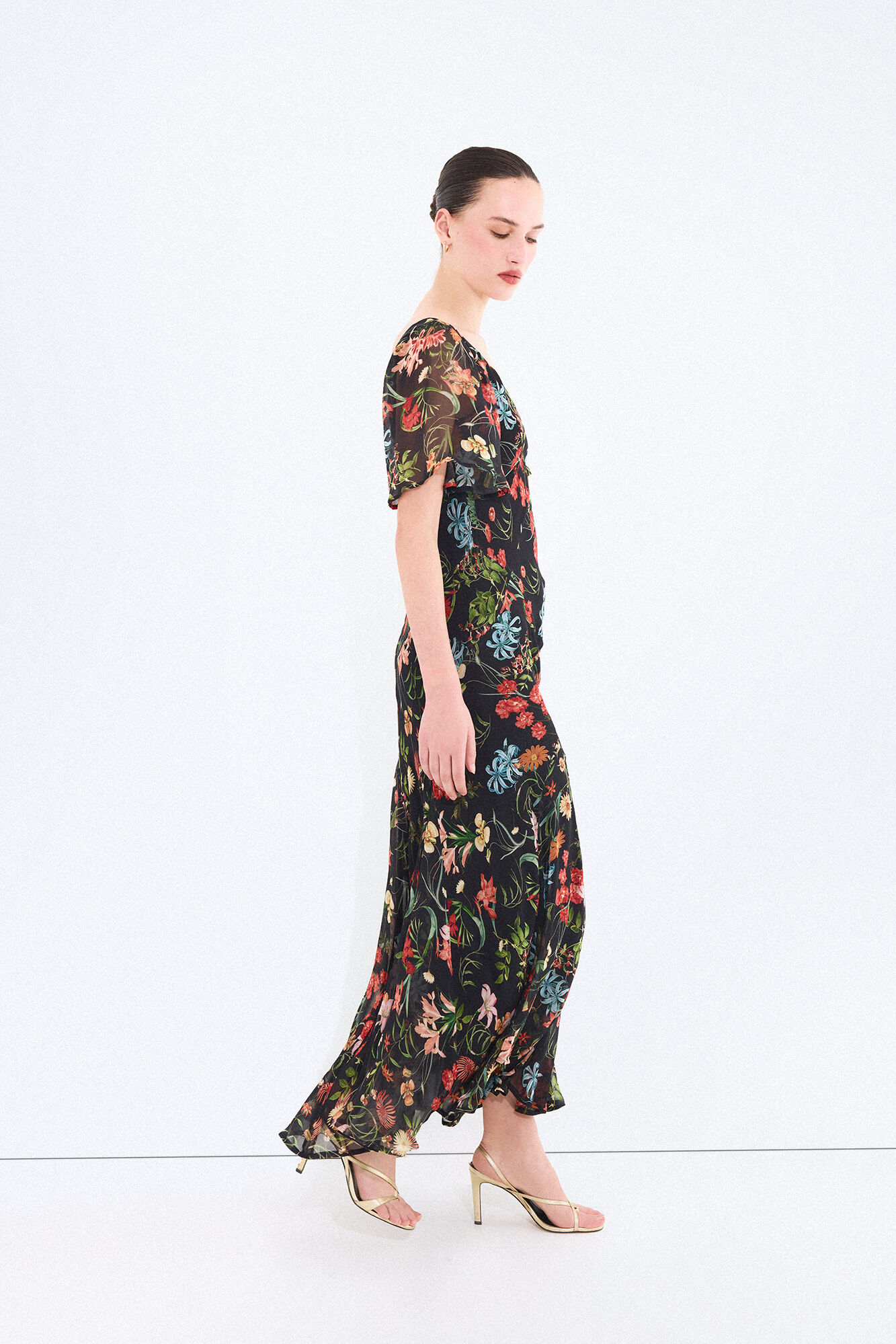 Pedro del Hierro Vestido largo estampado cortes Azul