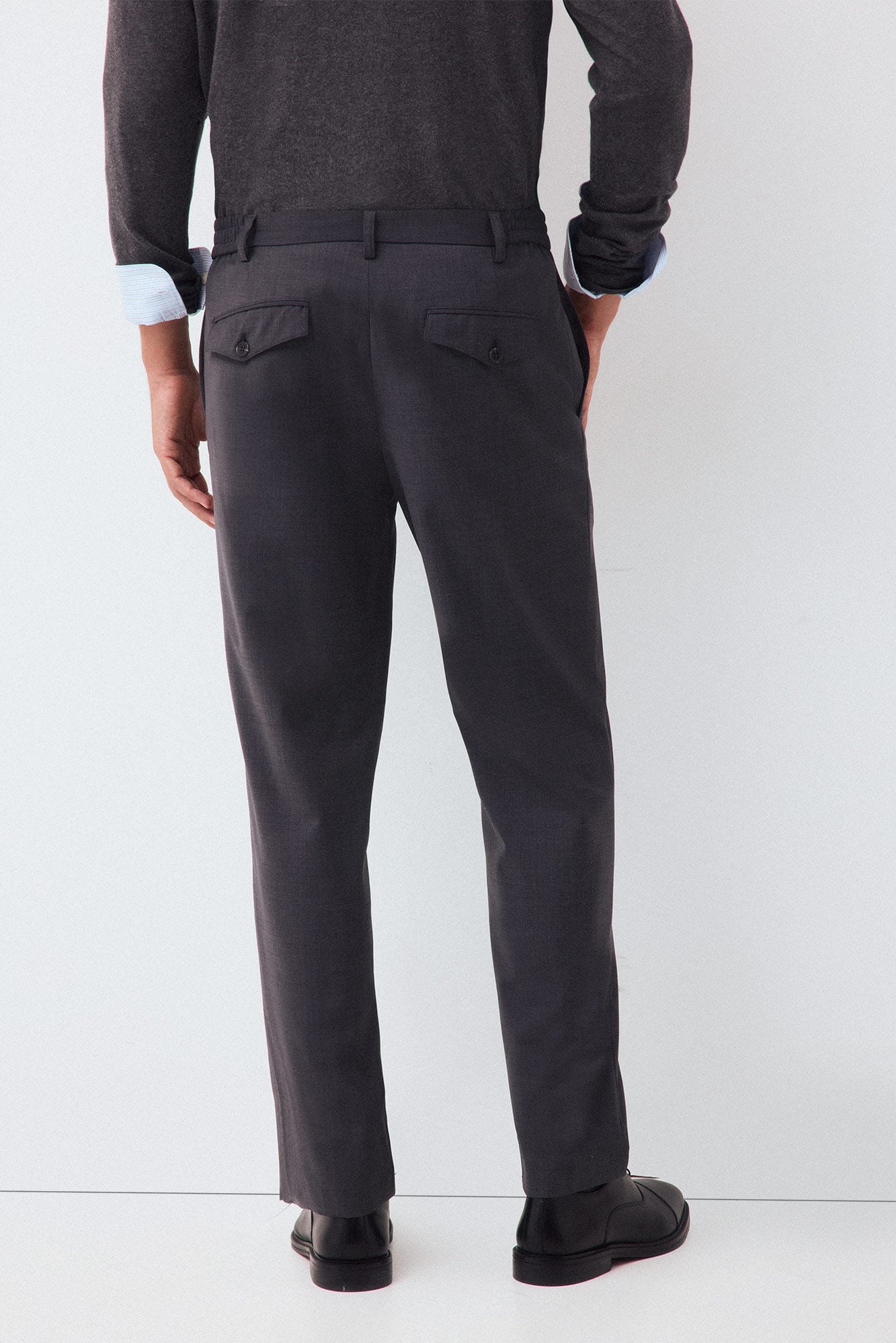Pedro del Hierro Regular fit trousers with elasticated waist Grey