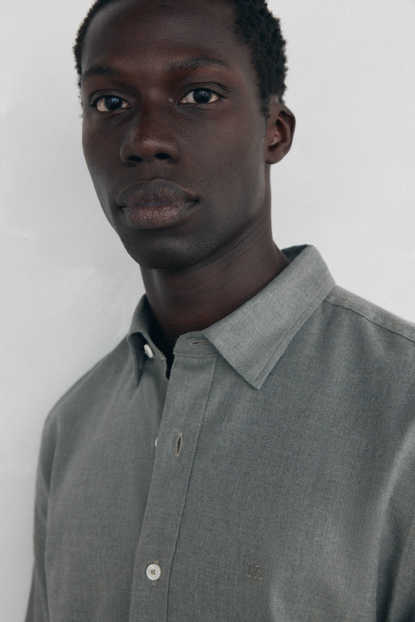 Pedro del Hierro Plain melange Tencel shirt Green