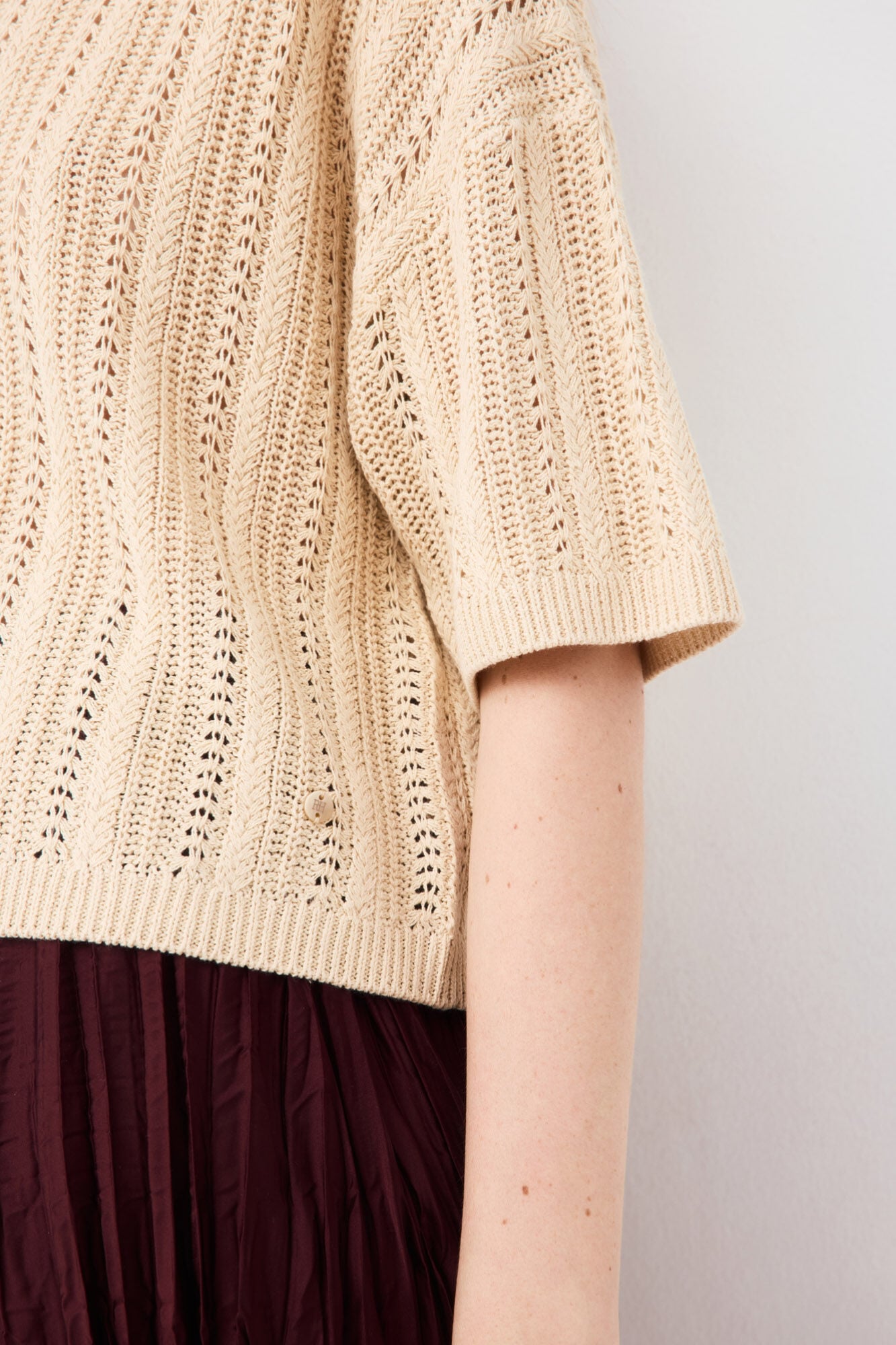 Pedro del Hierro Mini openwork cross-knit jumper Ecru