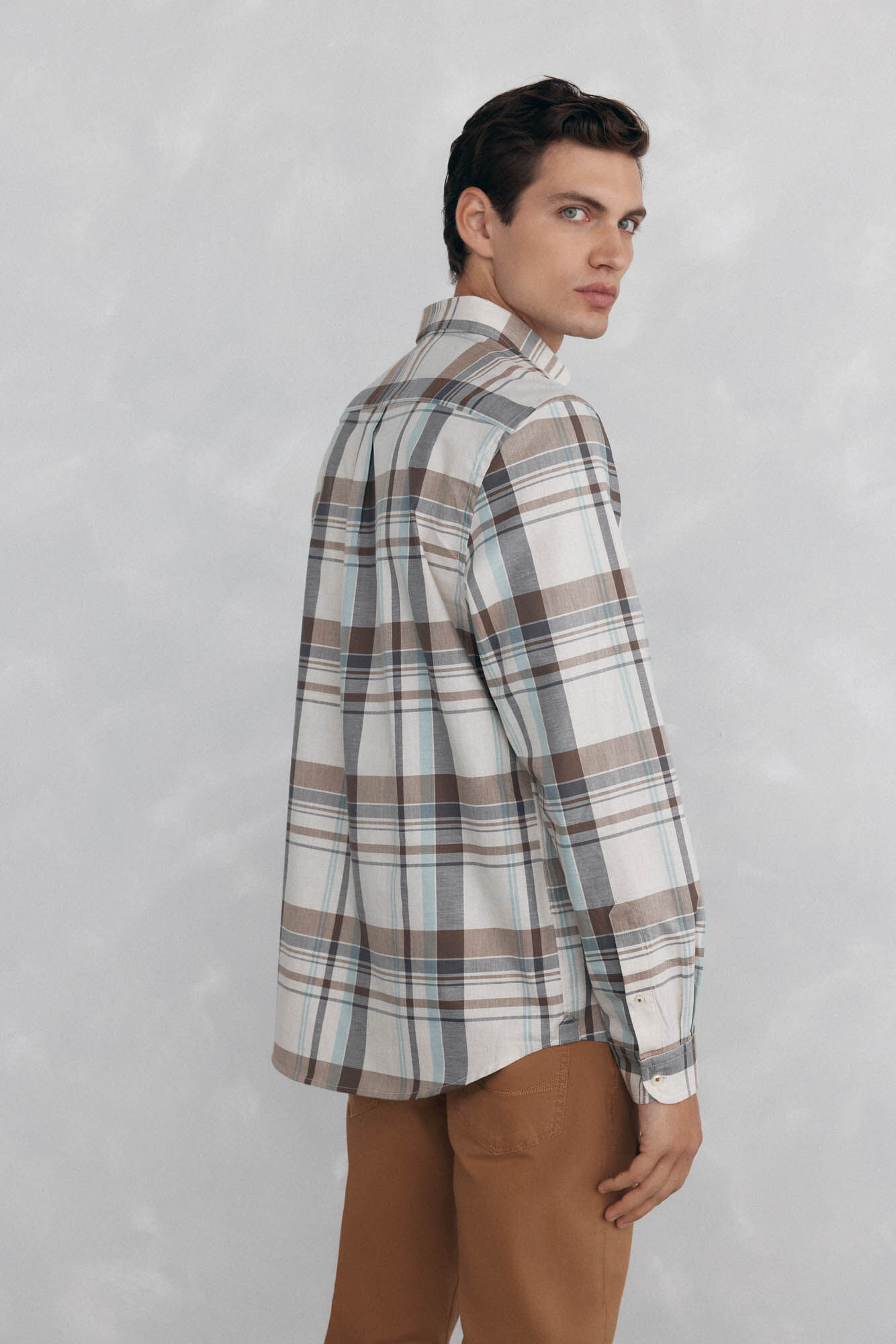 Pedro del Hierro Camisa twill cuadros Beige