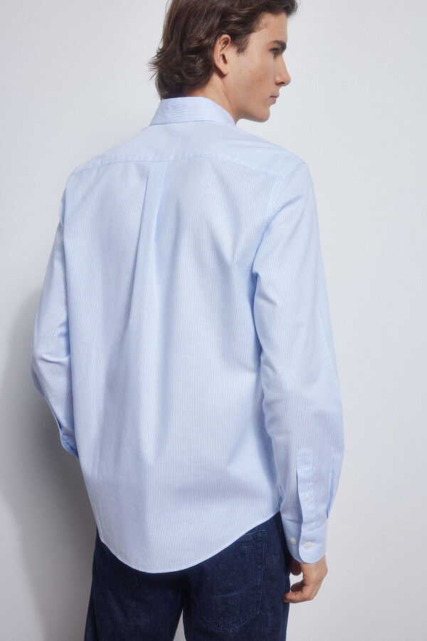 Pedro del Hierro Striped Oxford non-iron shirt Blue