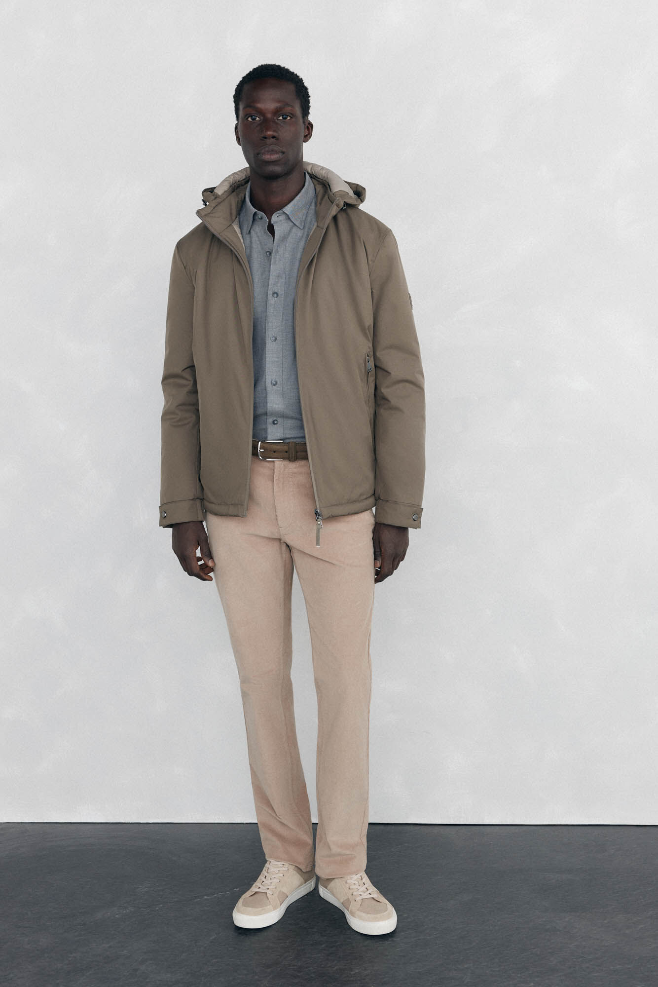 Pedro del Hierro Plain melange Tencel shirt Grey