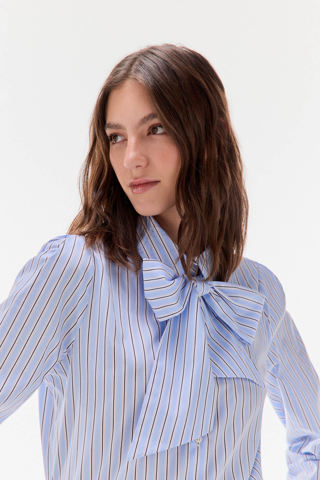 TFP by Tamara Falc&oacute; Striped shirt with bow or tie Blue