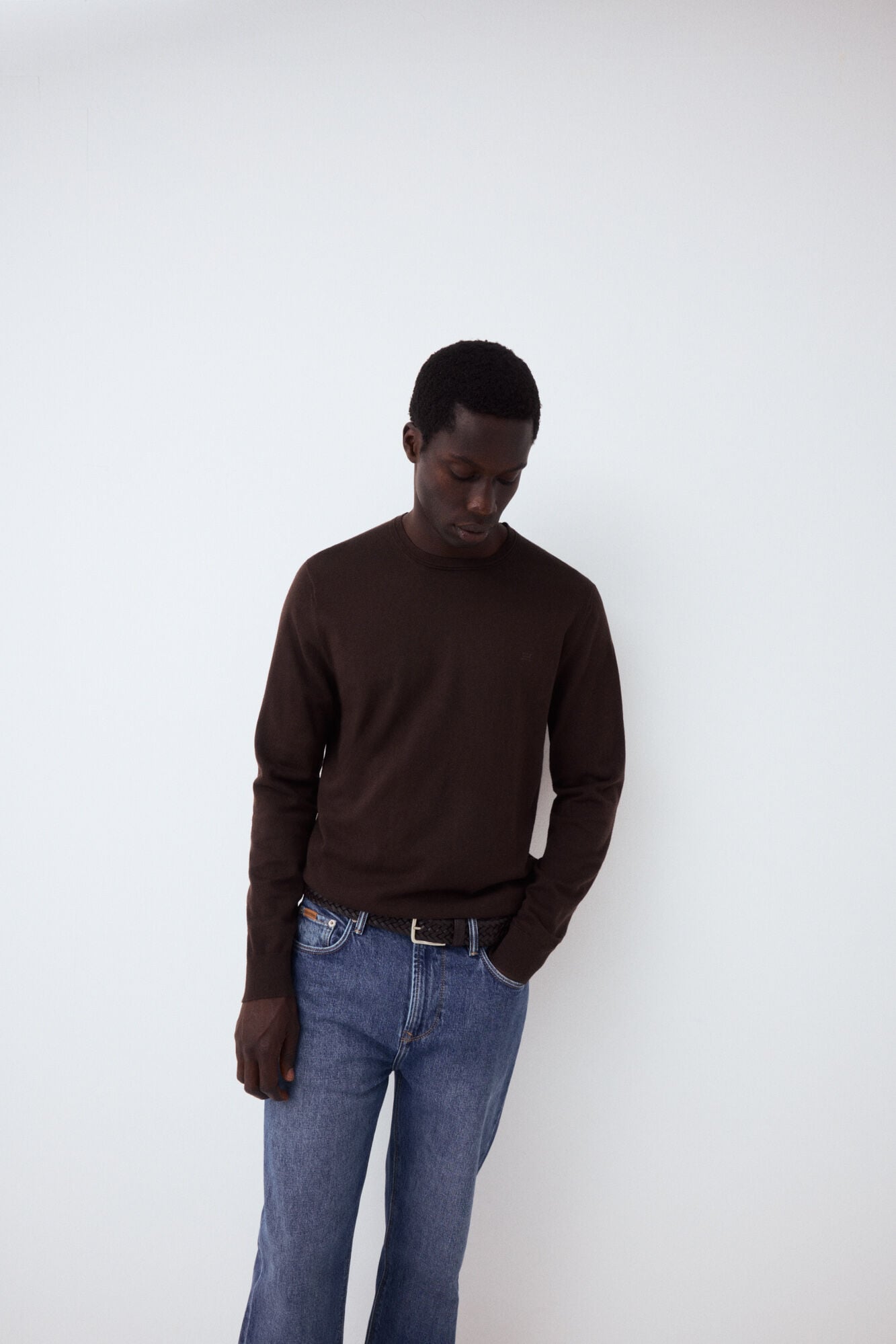 Pedro del Hierro Premium cotton silk cashmere knit jumper Brown