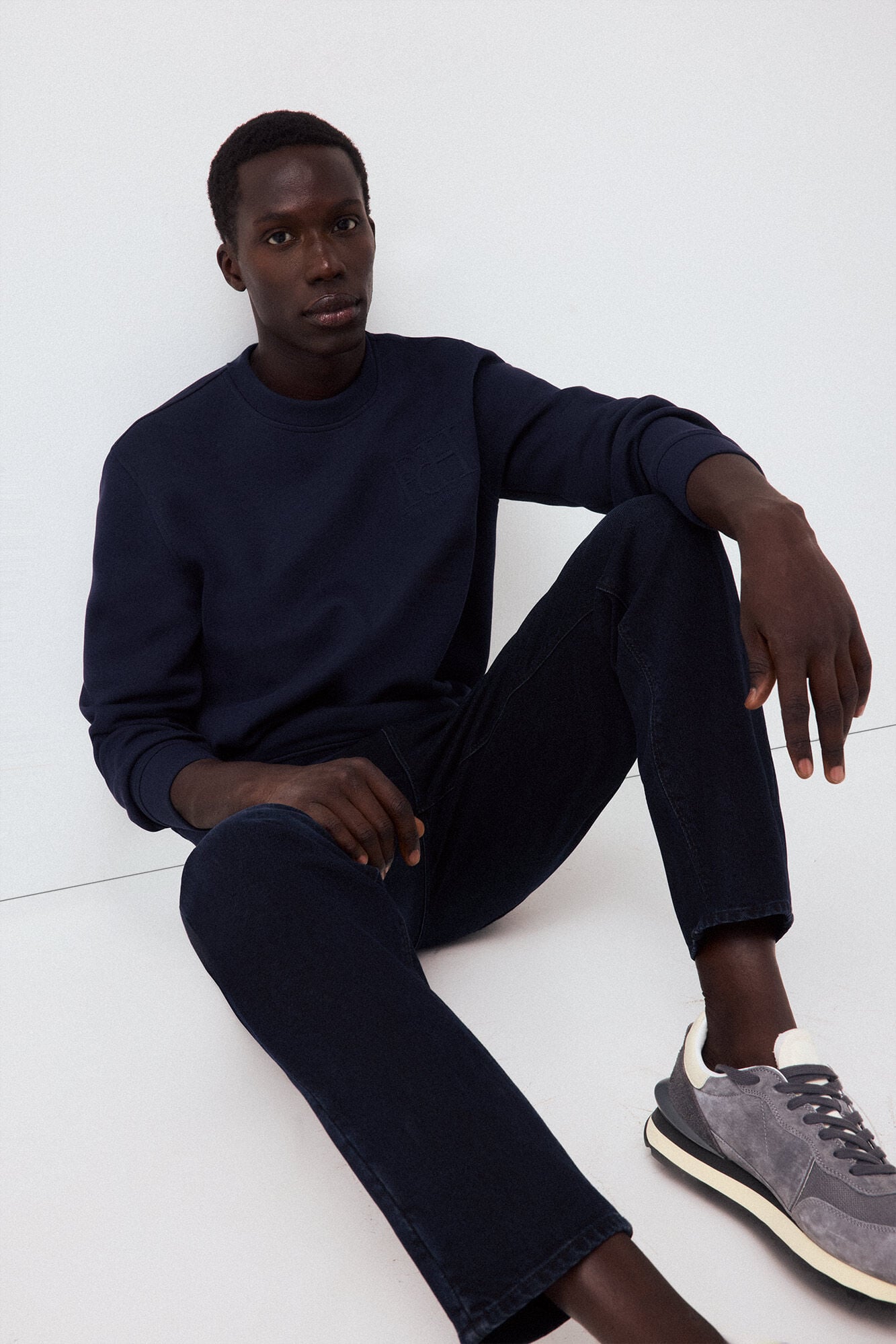 Pedro del Hierro Neoprene crew neck sweatshirt Blue