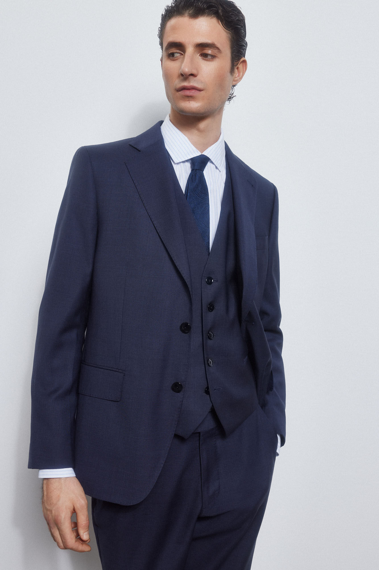 Pedro del Hierro Fine-checked waistcoat Blue