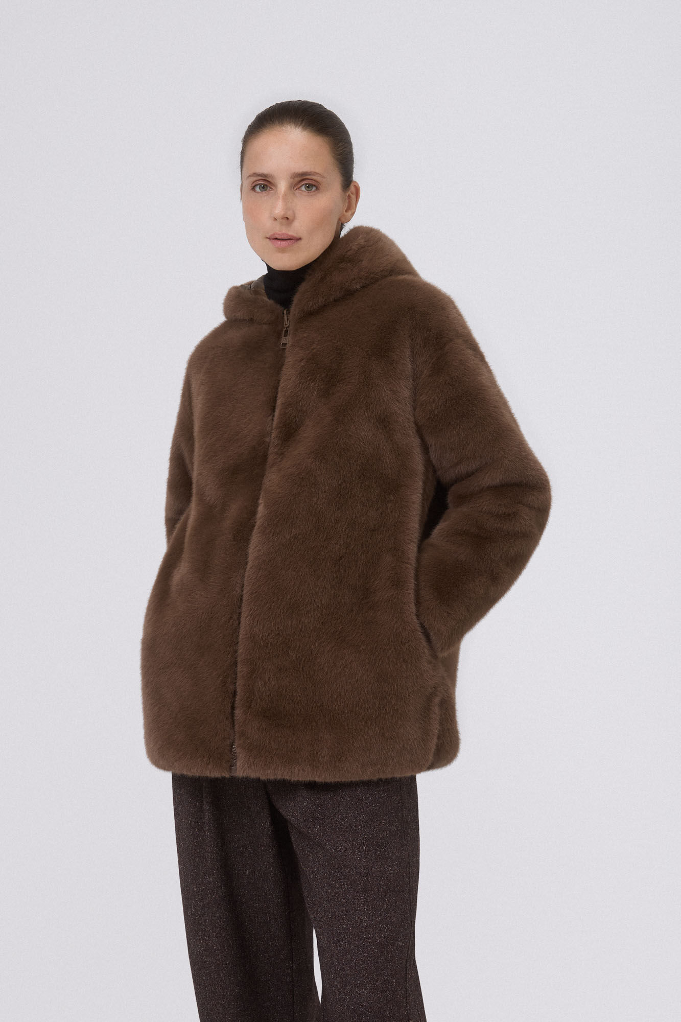 Pedro del Hierro Reversible fur parka Brown